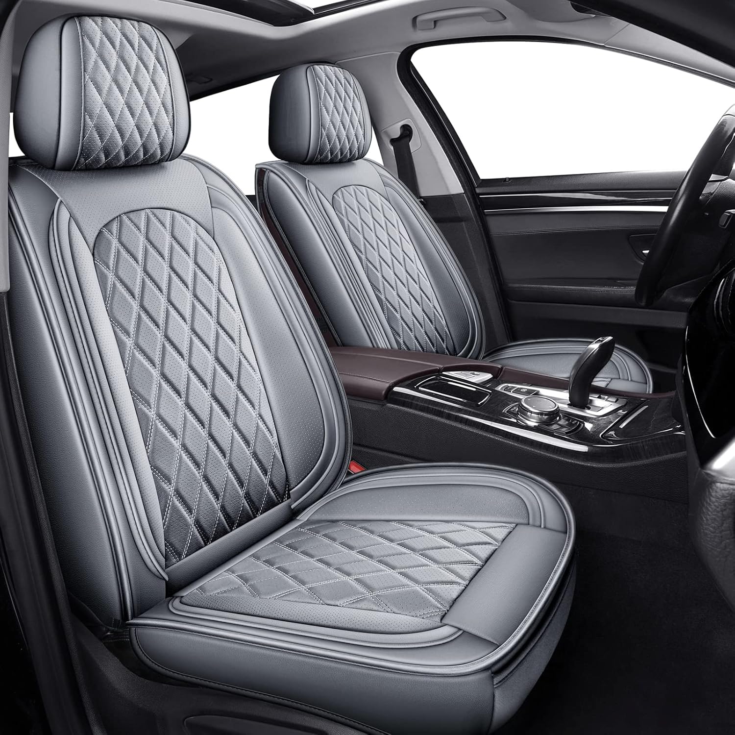 MIROZO Ram Seat Covers,Waterproof Truck Seat Covers Fits for 2009-2025 Dodge Ram 1500 2500 3500 Crew Quad Regular Cab Pickup Cushions Compatible with Split Bench 40/60(Gray,Full Set Flat Back)