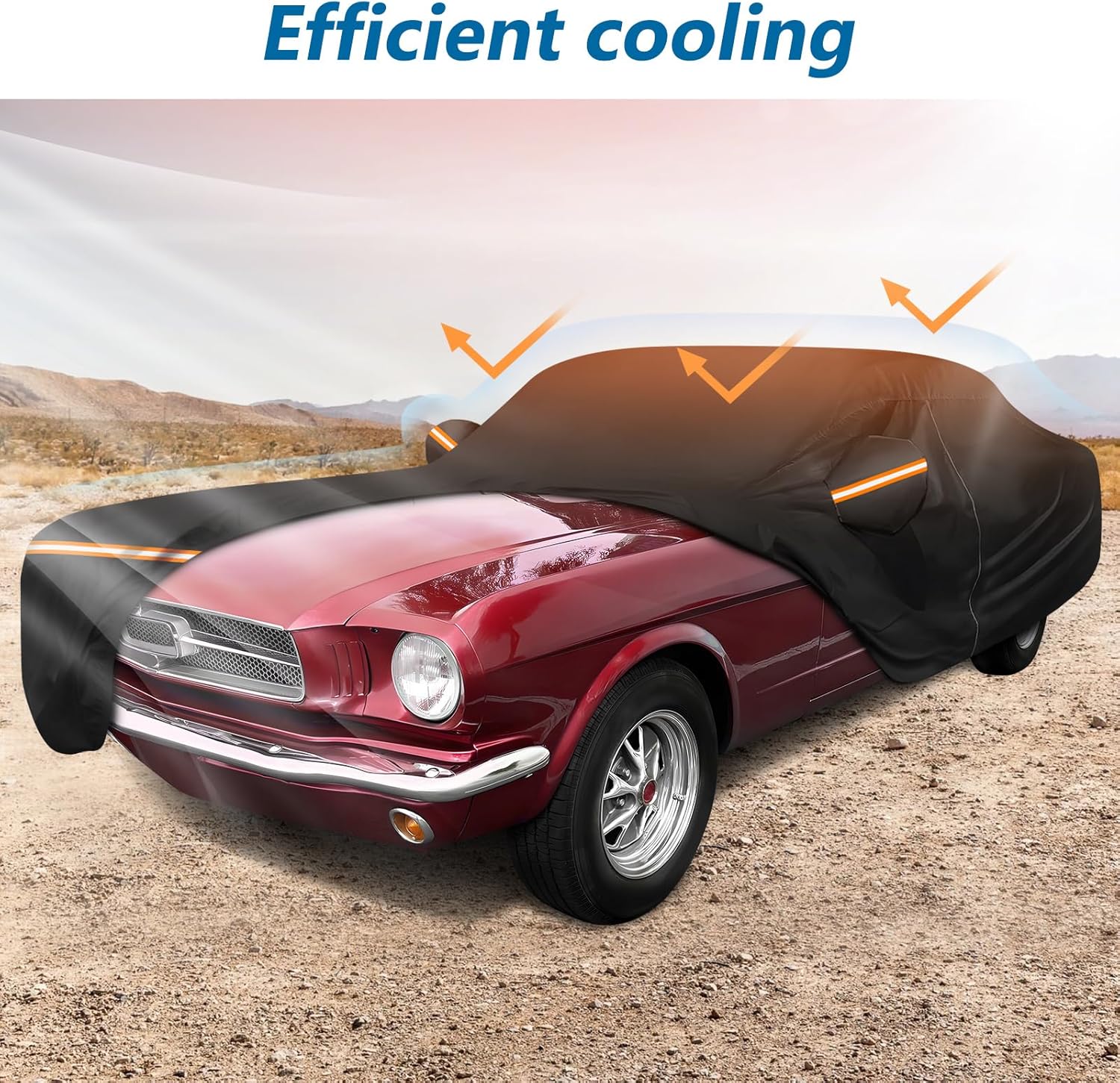 Car Cover for Ford Mustang 1964-1968, Waterproof 210D Oxford Cloth and Cotton Cover Outdoor Full Car Covers with Zipper Windproof Heavy Duty All Weather with Wind, Sun, UV and Dust Protectio