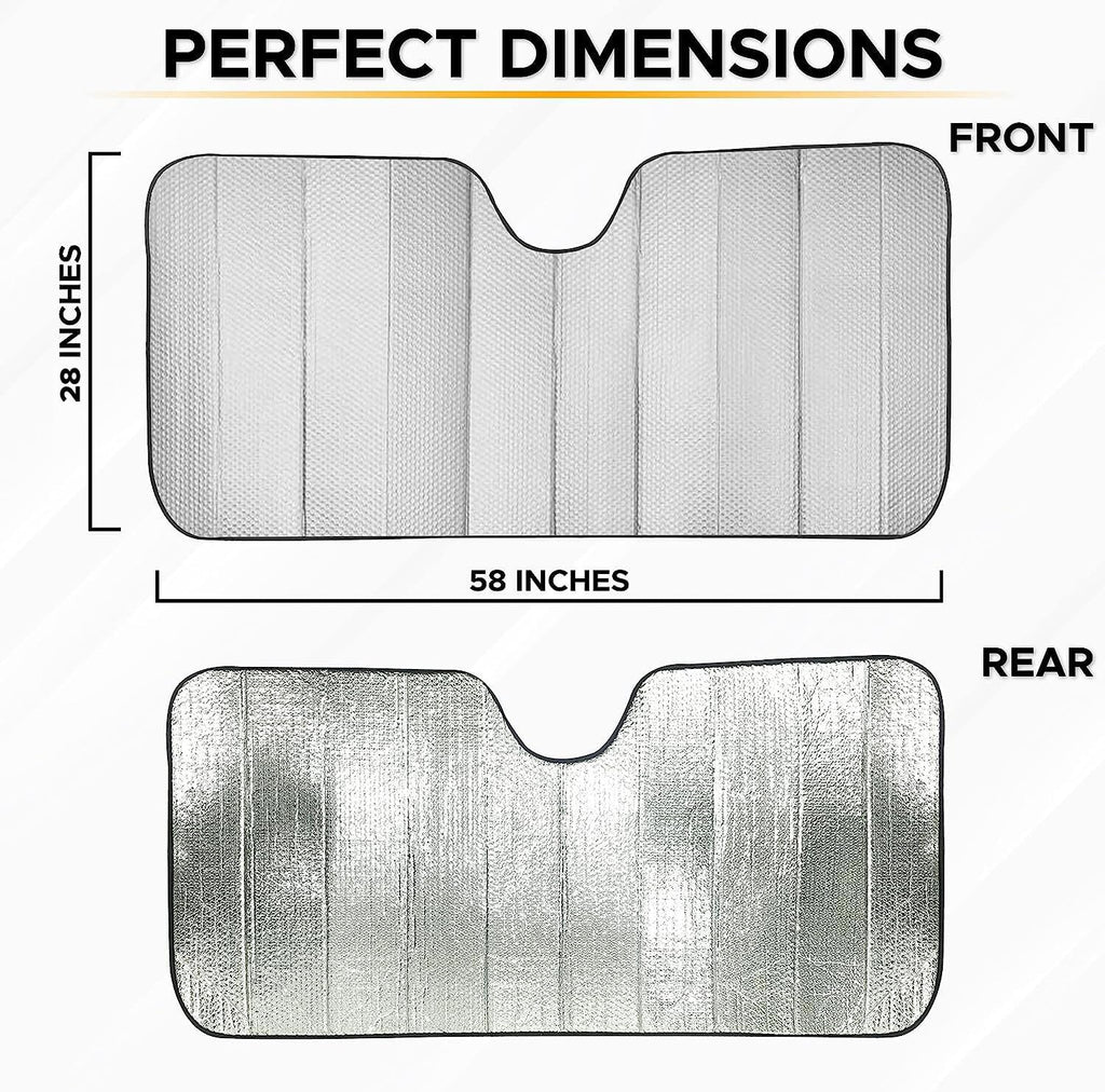 EcoNour Accordion Car Windshield Sun Shade (Gray) | Foldable Car Window Shades for UV Protection & Heat Block | Keeps Interior Cool | Sun Blocker for Front Window | 58 x 28 Inches