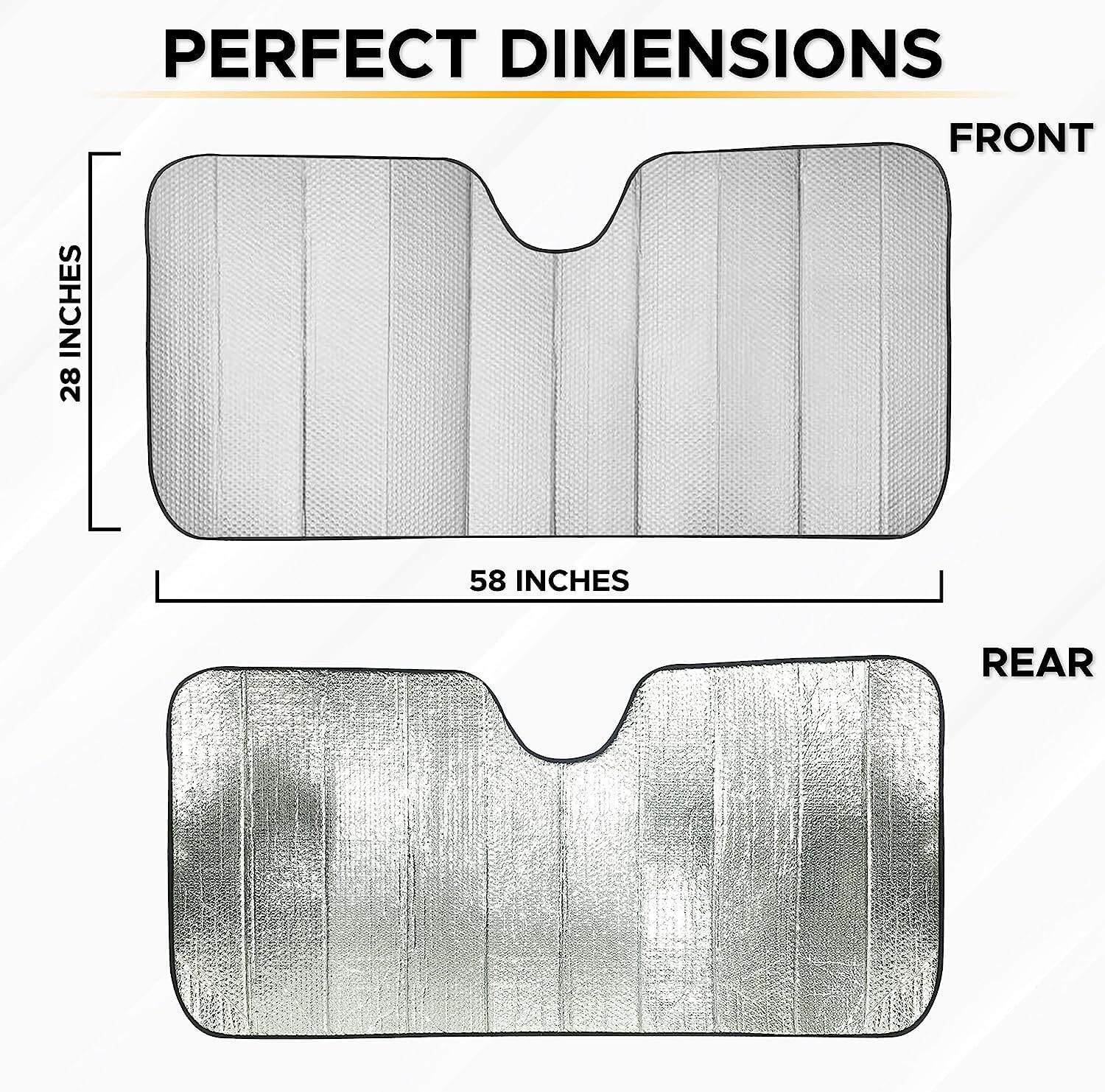 EcoNour Accordion Car Windshield Sun Shade (Gray) | Foldable Car Window Shades for UV Protection & Heat Block | Keeps Interior Cool | Sun Blocker for Front Window | 58 x 28 Inches