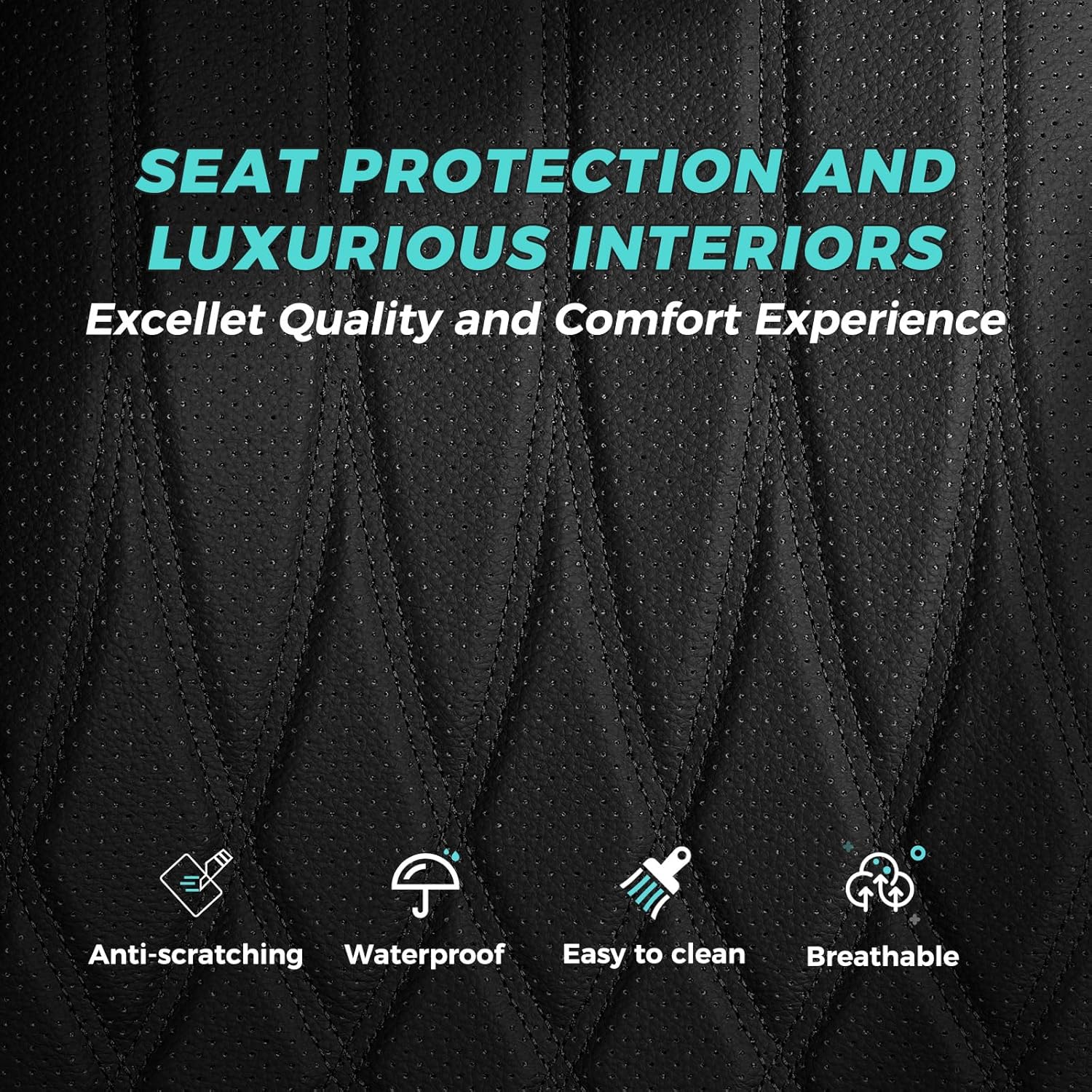 Seat Covers for Honda Civic Hatchback EX, Sport Touring, EXL 2016 2017 2018 2019 2020 2021, Faux Leather Car Seats Cover Full Set(Rear Row 40/60 Split & Folding Backrest)-Black