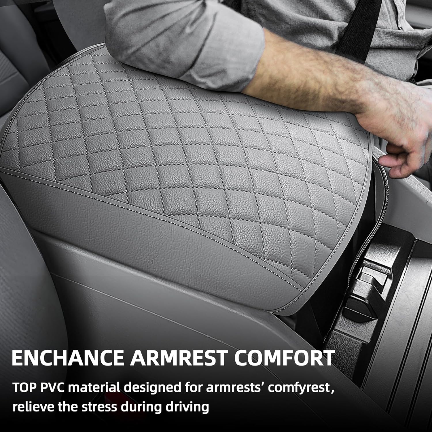 Center Console Cover Fit for 2009-2015 Pilot, Comfortable Armrest Cover Protector Customized Car Accessories, Well-Make PVC Leather Armrest lid Cover for 2009-2015 Pilot （Gray）