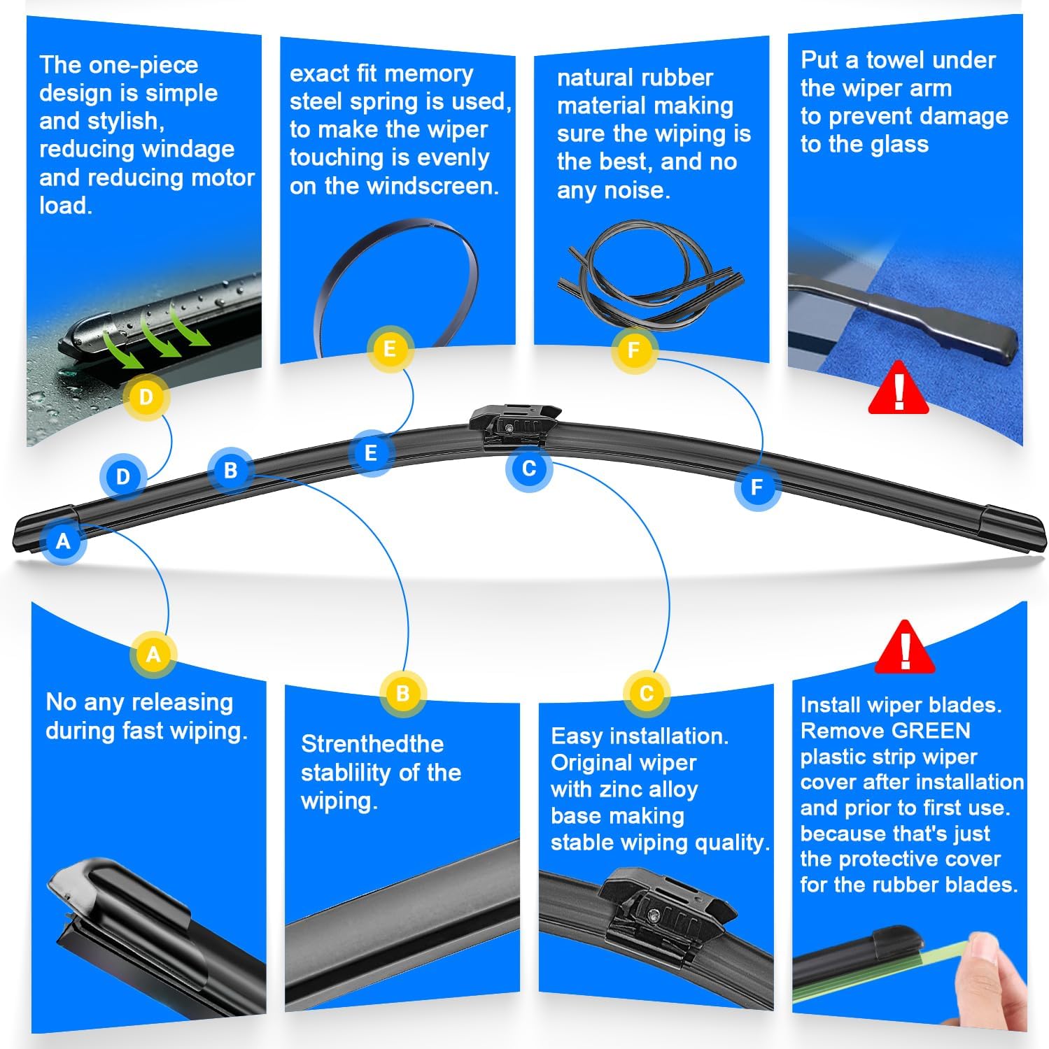 Windshield Wiper Blades Replacement for 2018 2019 2020 2021 2022 BMW X2 Original Factory Quality Front Rear Wipers Blade Set for My Car - 24" 20" 13" (Pack of 3)