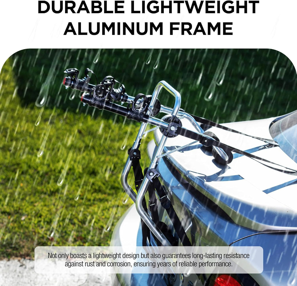 Young Aluminum 2-Bike Rack Trunk Mount, Hightweight for 2 Bicycles Up to 70 lbs Load