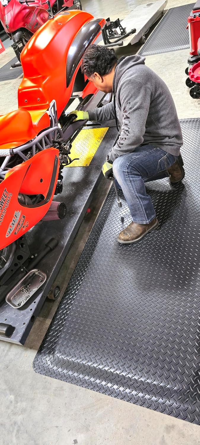 Rhino Mats, American Classic Diamond Anti-Fatigue Mats, Industrial Ergonomic Comfort Standing Mat for Work, Home, Garage, Office, Kitchen or Anywhere (Black 9/16" Thick, 2 FT. x 23 FT.)