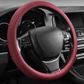 【2025 Model】 Breathable Soft Leather Car Steering Wheel Cover for Men Women, Non-Slip, Comfortable,Universal 15 inches Steering Wheels, Red
