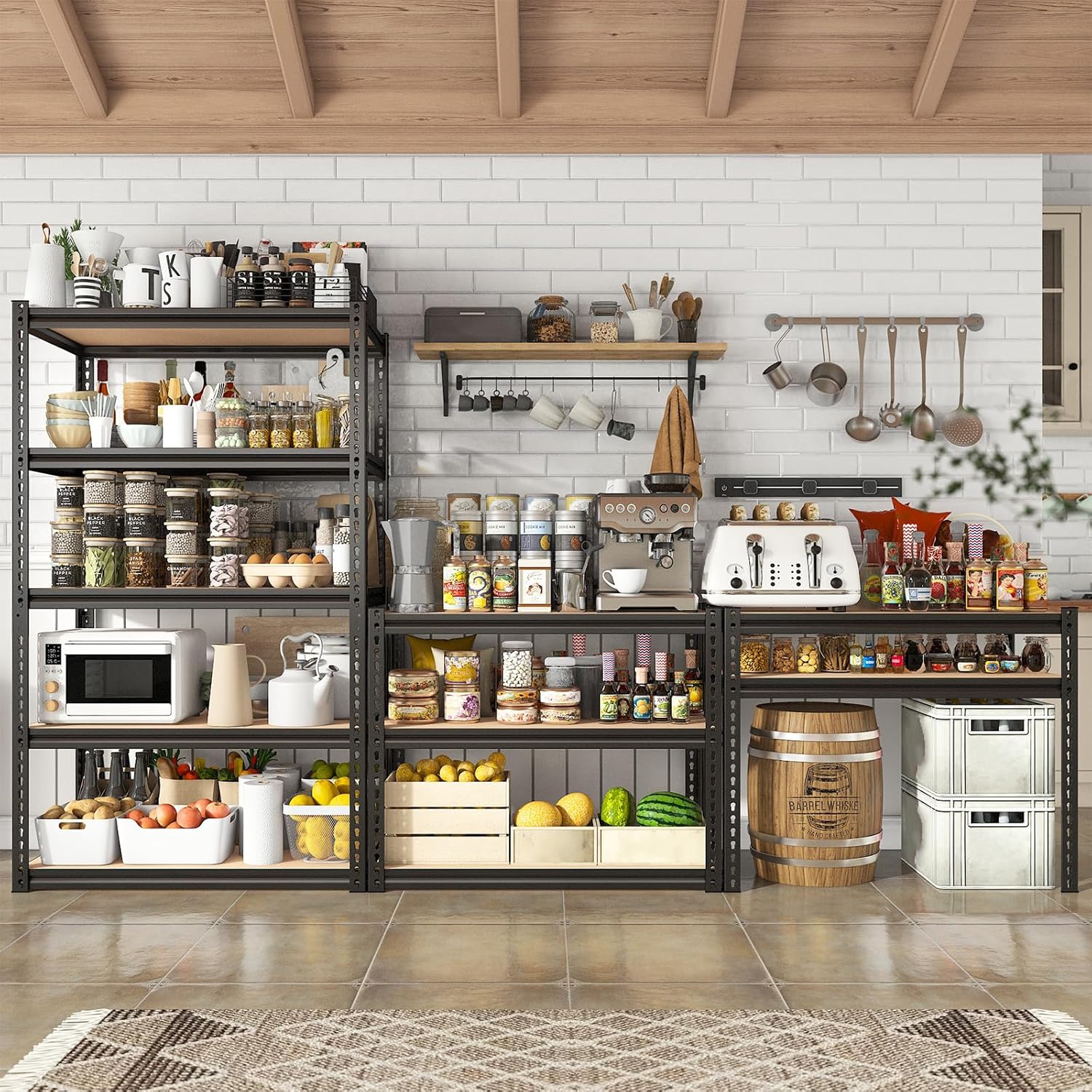 REIBII 2000LBS Garage Shelving Heavy Duty Storage Shelves 72" H Metal Shelving for Garage Shelves Adjustable Metal Shelf for Basement Pantry 35.5" W x 72" H x 15.8" D