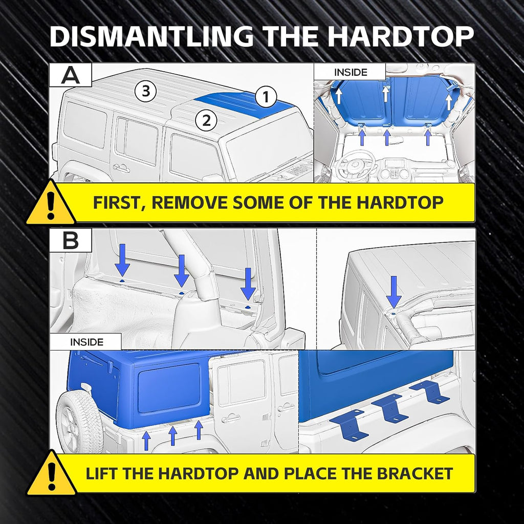 for JK JKU Roof Rack Hard Top Cargo Basket with Ladder & 4 LED Lights Compatible with 2007-2018 Jeep Wrangler JK JKU Unlimited 4 Doors Hardtop, Rooftop Rack Carrier Luggage Storage Holder
