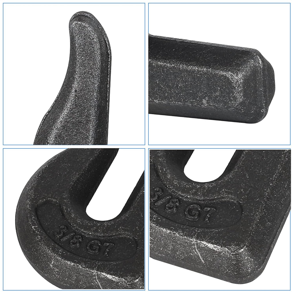 3/8 inch Weld On Grab Hooks,6PCS Heavy Duty Clevis Grab Chain Hook, G70 Tractor Bucket Hooks Great for Car, Truck, Tractors, Loader Bucket Forklift Trailer