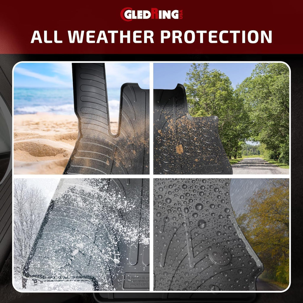 Gledring USA Custom Fit All-Weather Rubber Floor Mats Intended for Mercedes GLC Class (X254) 2023-2024, No Trimming Required, Tailored Custom Fit, Protects from Rain, Mud, & Snow