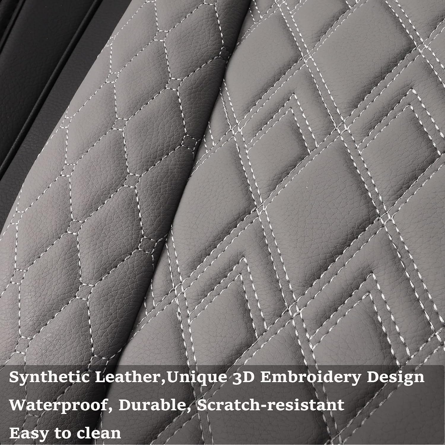 JOJOBAY Car Seat Covers for Dodge Ram 2 Pcs Front,Fit Ram 2009-2025 1500/2500/3500 Pick-up Truck,Crew,Regular,Quad,Mega Cab,Waterproof Leather Seat Covers Protectors（2 PCS Front,Black-Grey）