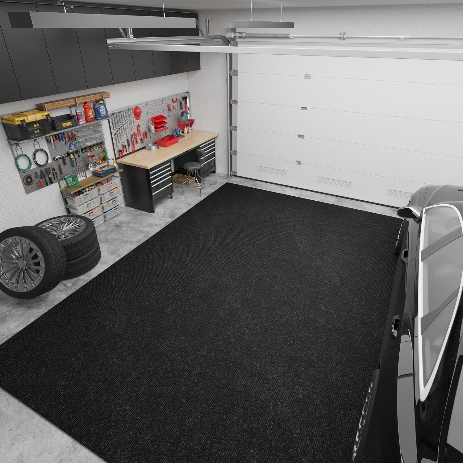 Ottomanson 6'6" x 24' Hallway Runner with Scraper Pile - Extra Durable Non-Slip Rug Mat for Indoor & Outdoor Use - Ideal for Kitchen, Entryway & Garage - High-Traffic Carpet, Black