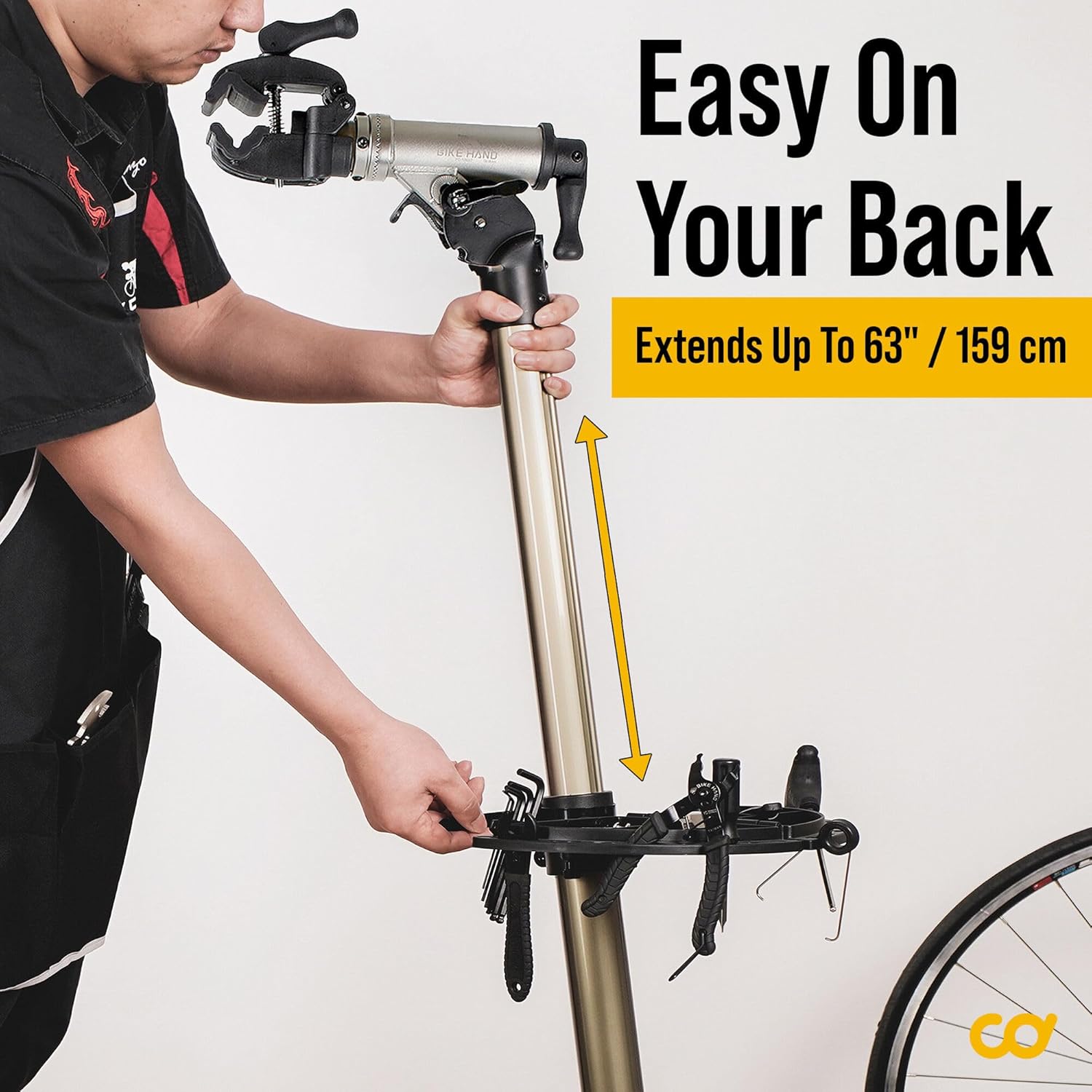 BikeHand Bike Repair Stand | Lightweight & 360 Adjustable Home Bicycle Mechanics Workstand w/Magnetic Tool Plate | Quick Release Portable Bike Maintenance Stand for Mountain & Road Bike