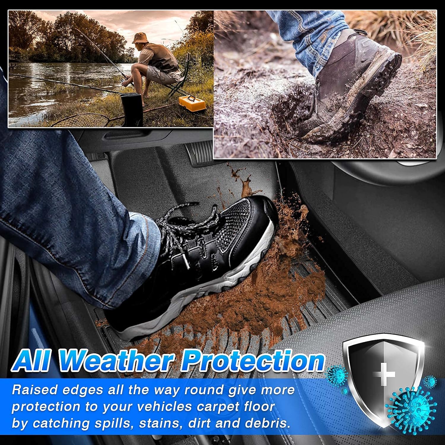 Cartist Floor Mats Fits for Ford Ranger 2019 2020 2021 2022 2023 Accessories All Weather Floor Mat for Ranger Super Crew Floor Liner Heavy Duty Black