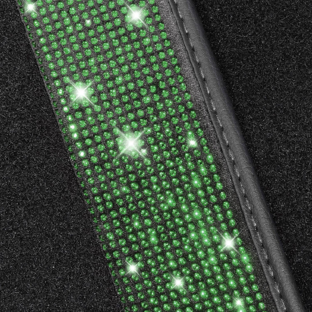 NBTEPEM Bling Car Floor Mats Full Set, Universal Fit Most Cars,SUV, Trucks, 4 pcs Sparkle Glitter Diamond Carpet for Women Girls with Anti-Slip Pad (Green Diamond)
