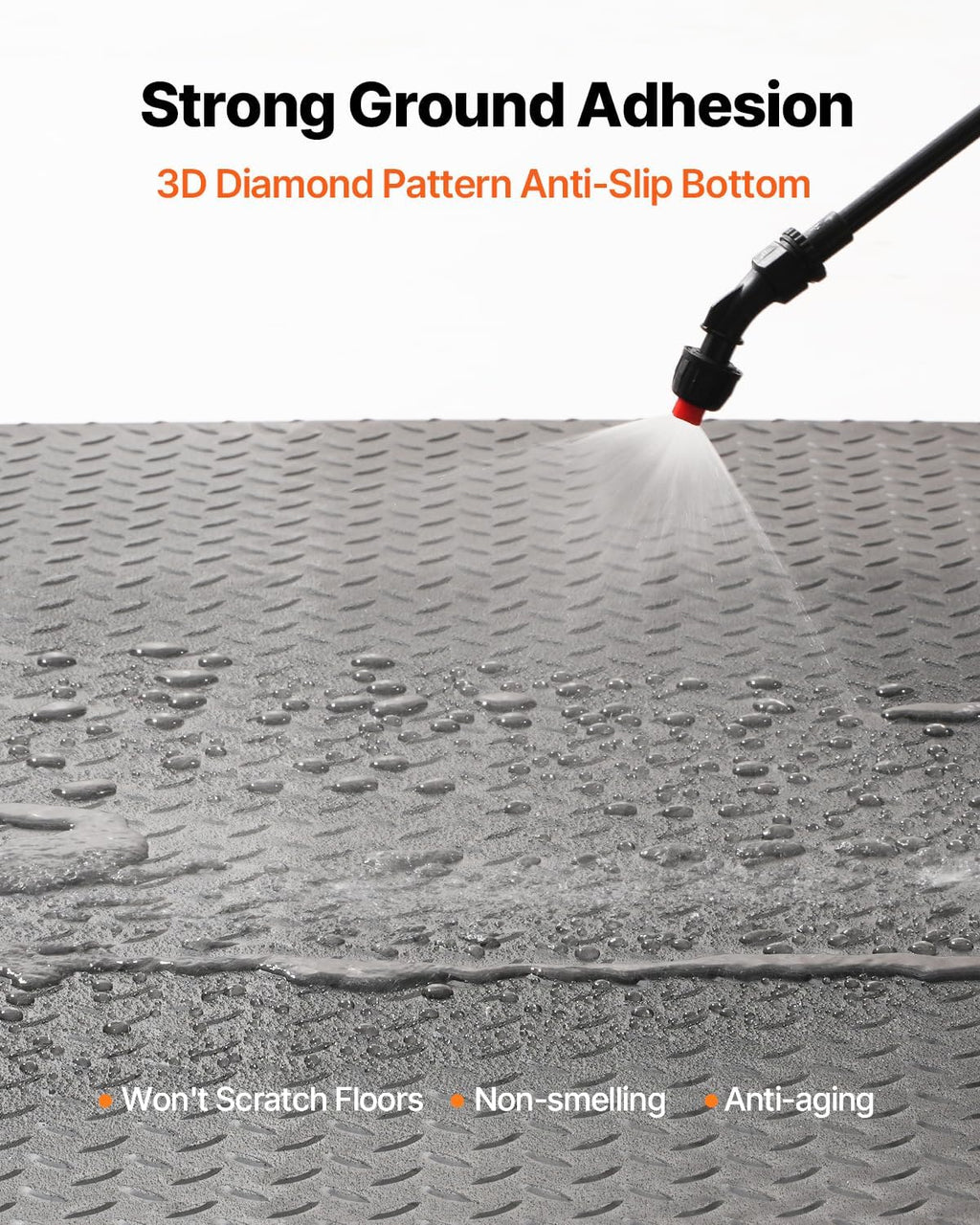 VEVOR Diamond-Plate Flooring Roll, SBR Rubber Mat, Easy to Clean, Gym & Garage Industry, Black