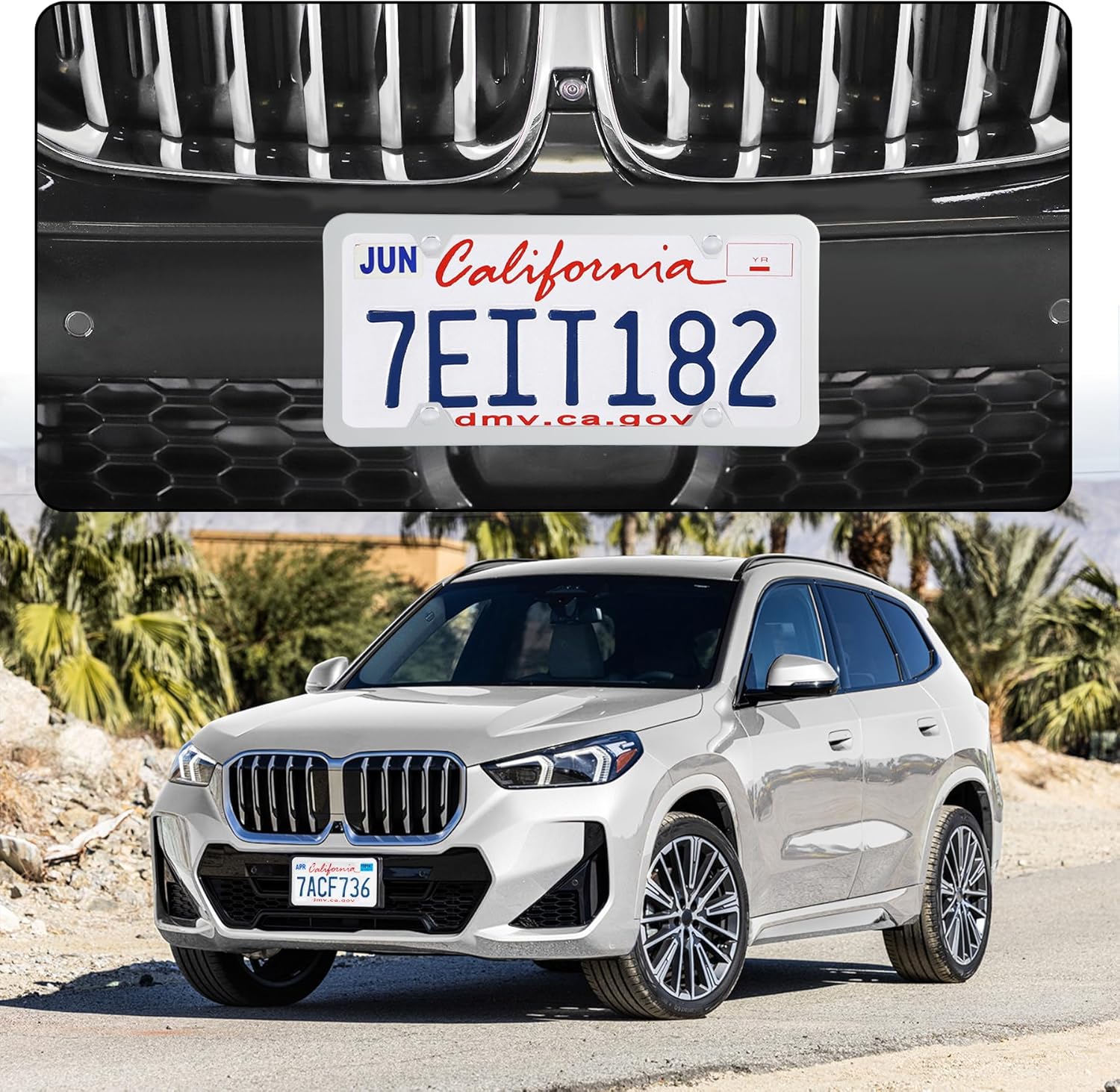 LivTee 4 Holes Stainless Steel License Plate Frames, 2 PCS Car Licence Plate Covers, Automotive Exterior Accessories Slim Design with Bolts Washer Caps for US Vehicles, White