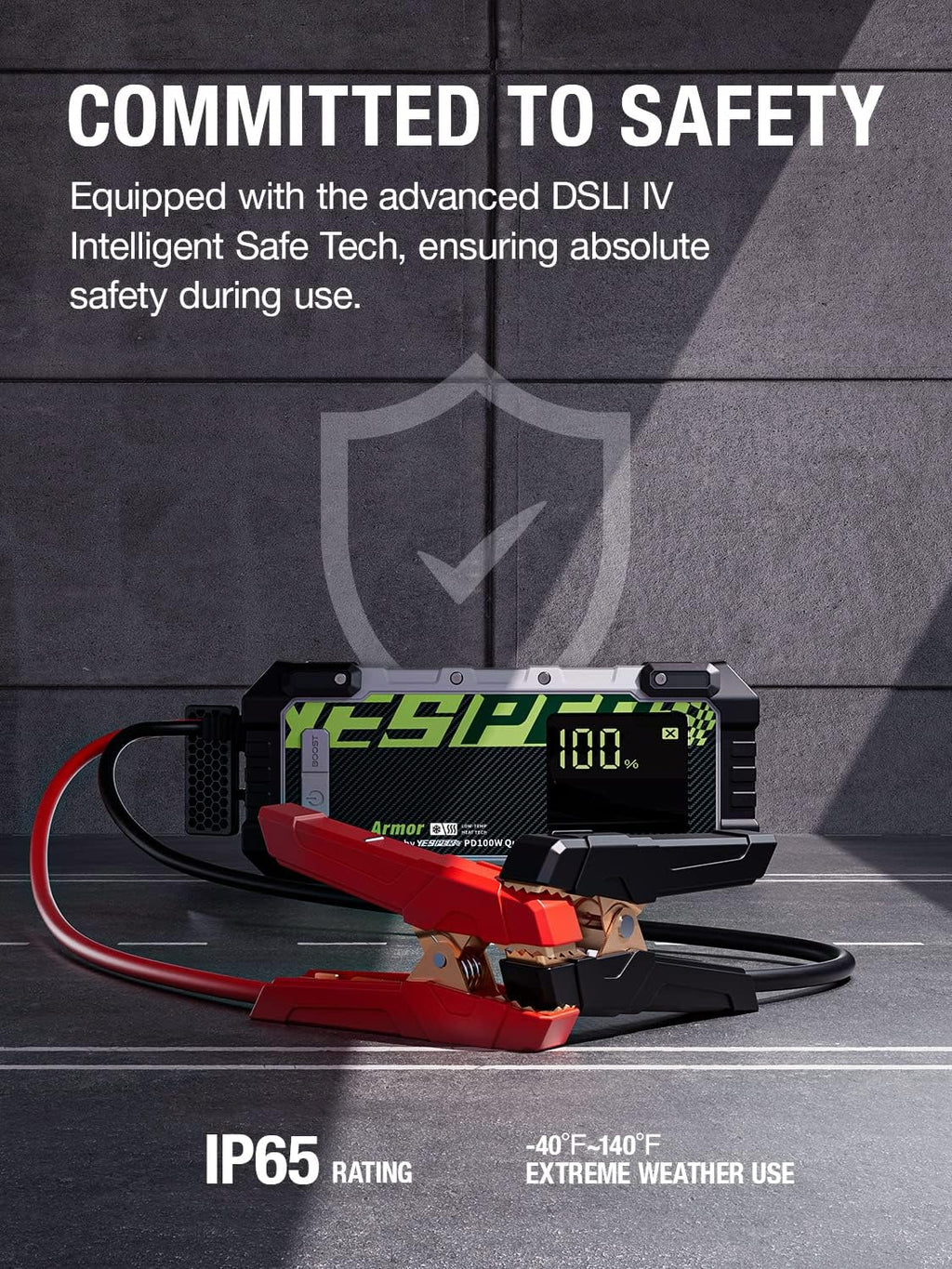 YESPER Car Jump Starter, 3000A Peak Portable Jump Starter with Pre-Heat Tech(-40°F~140°F) 12V Car Charger Jump Starter(10.0L Gas/8.0L Diesel, 60 Times) Jumper Box with PD100W