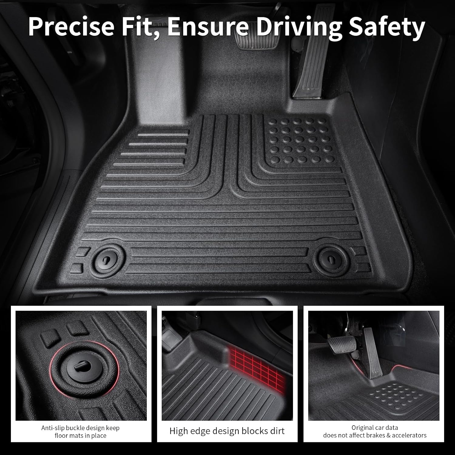 Wayhigh-Floor Mats & Cargo Liner Set for 2022 2023 2024 2025 Hyundai Tucson Hybrid All Weather TPE Car Mats Waterproof Heavy Duty Rubber Floor Liners for Tucson Hybrid Accessories- Black