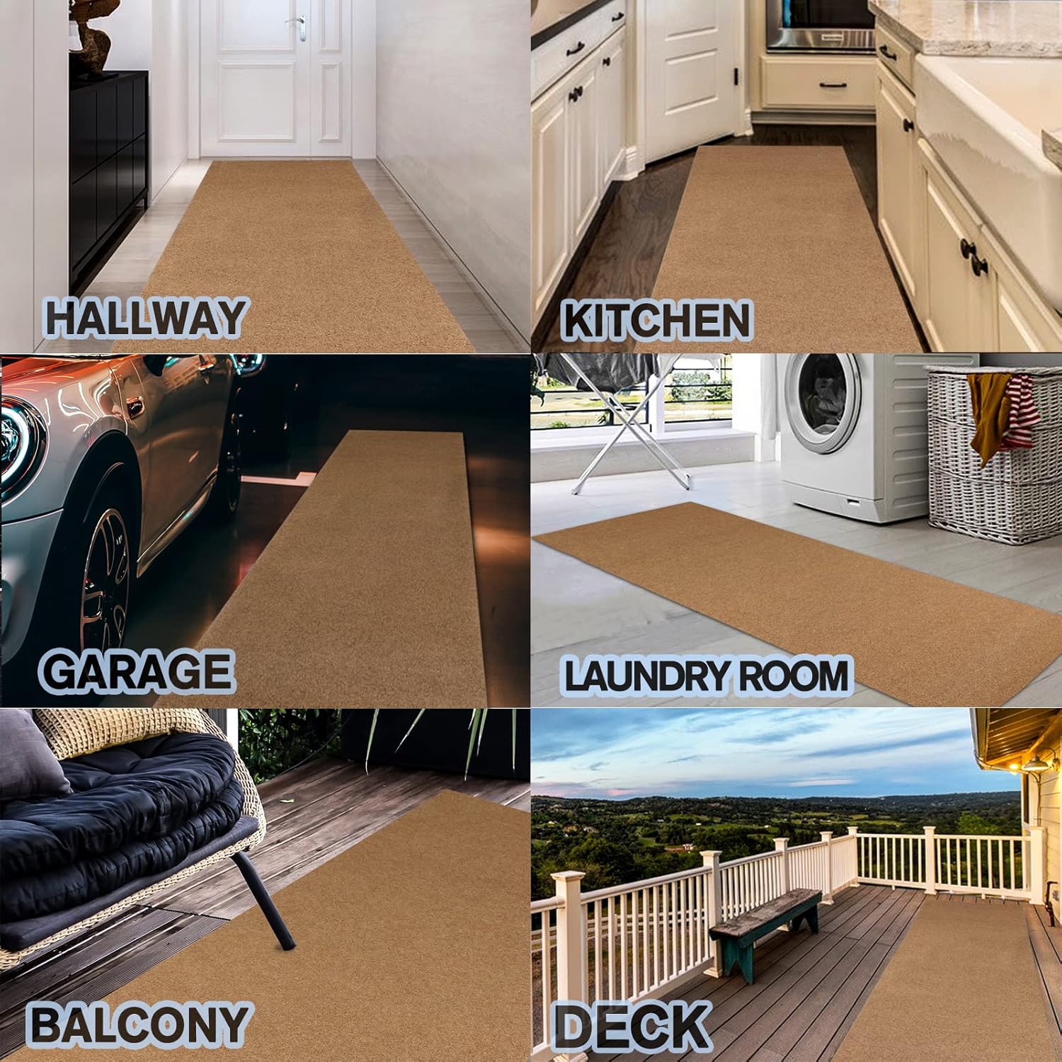 Custom Size Backed Non-Slip Area Rugs Runner, Easy Clean, Waterproof Runner Rugs for Hallway Entryway, Kitchen, Laundry, 4FT x 69FT, Beige