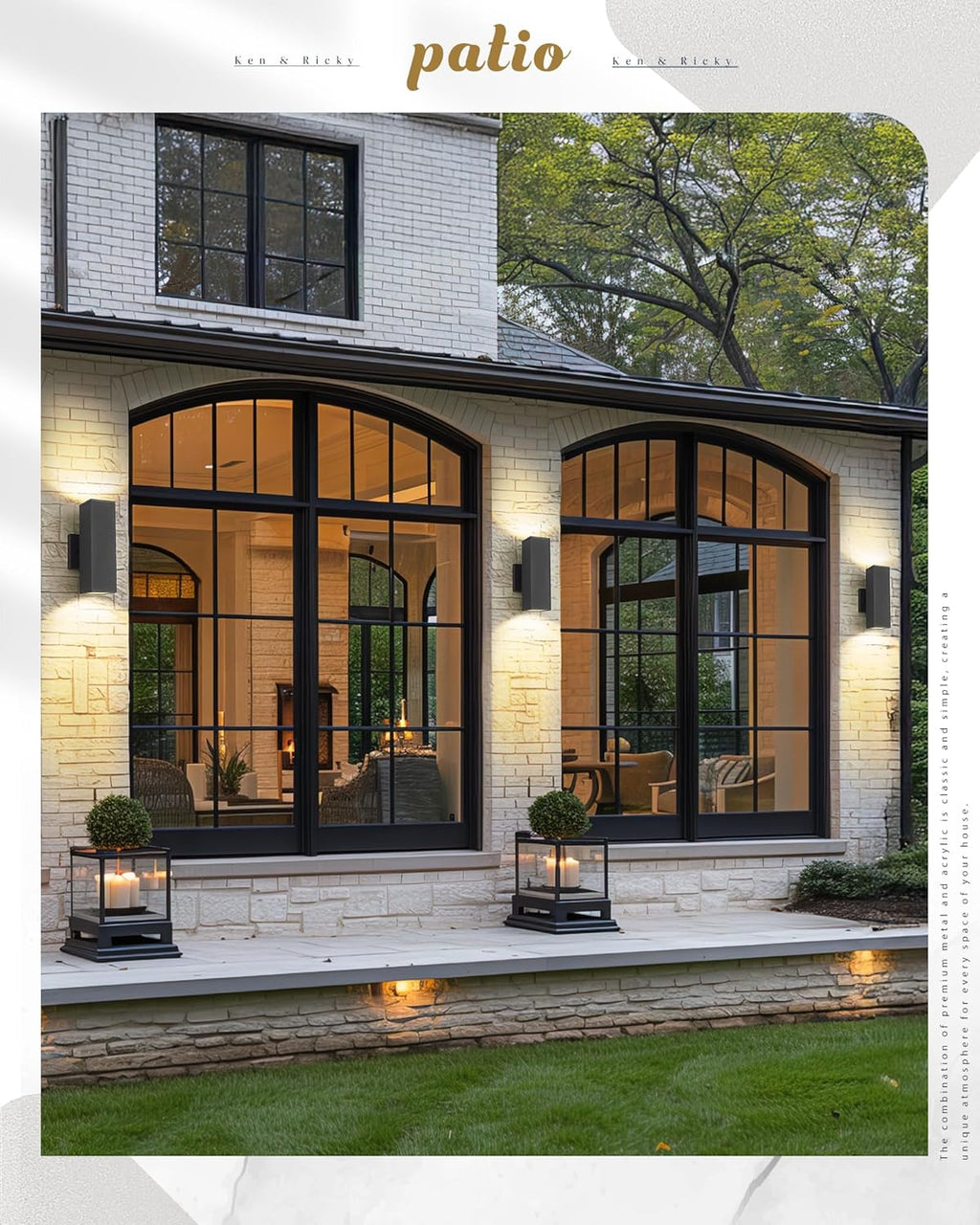 Ken & Ricky 2 Pack Dusk to Dawn Outdoor Lighting, Modern Exterior Lighting Fixtures, Aluminum Front Porch Light, Black Outdoor Wall Sconce with Glass Cover, KR3324-W-2PK-B