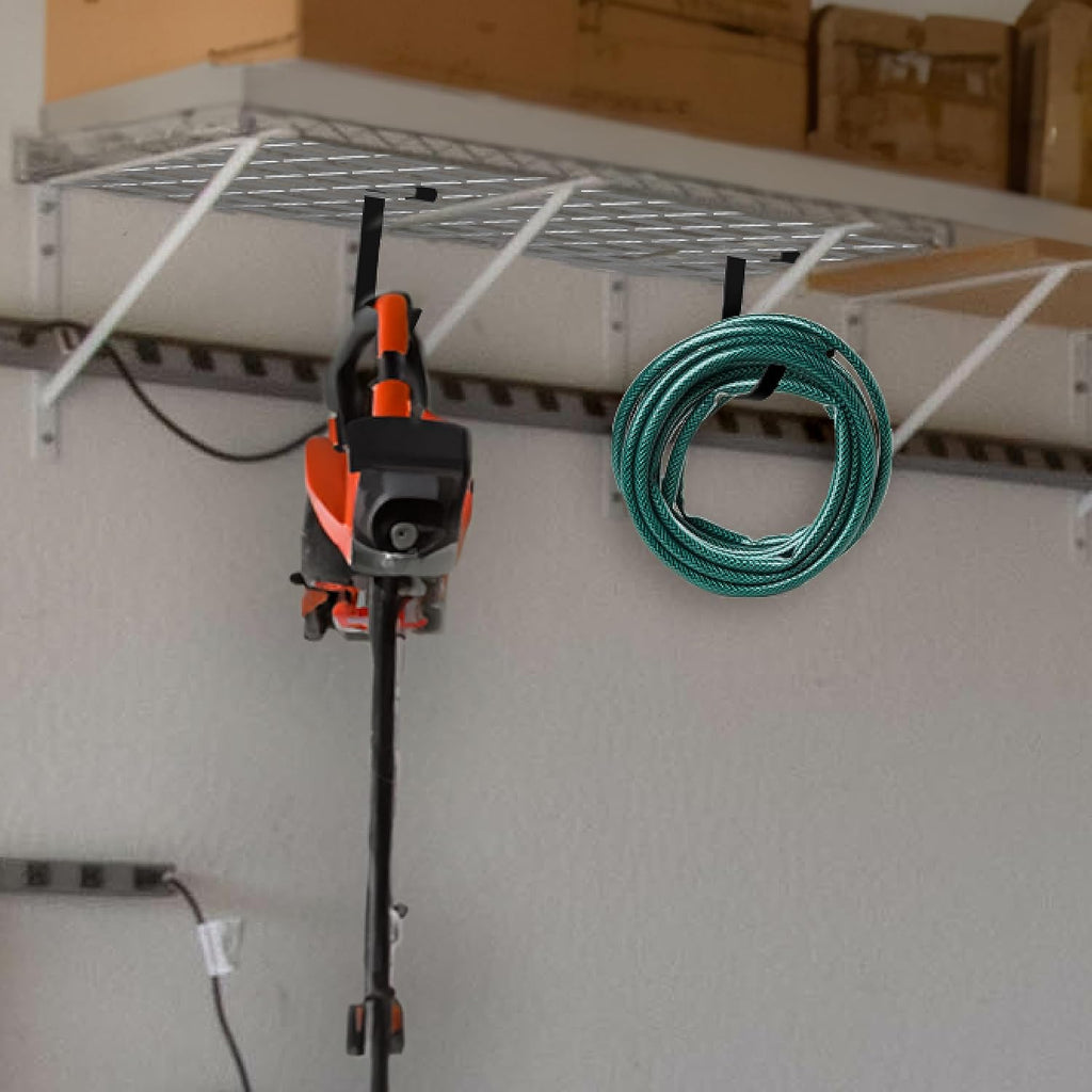 Bike Hooks for Garage Ceiling Mount Rack – Heavy Duty 4X8 Overhead Garage Storage Rack for Ceiling Hanging Bicycle Shelves, Add on Storage Flat Hooks Accessory and Wall Hanger (Flat Hook 8 Pack)