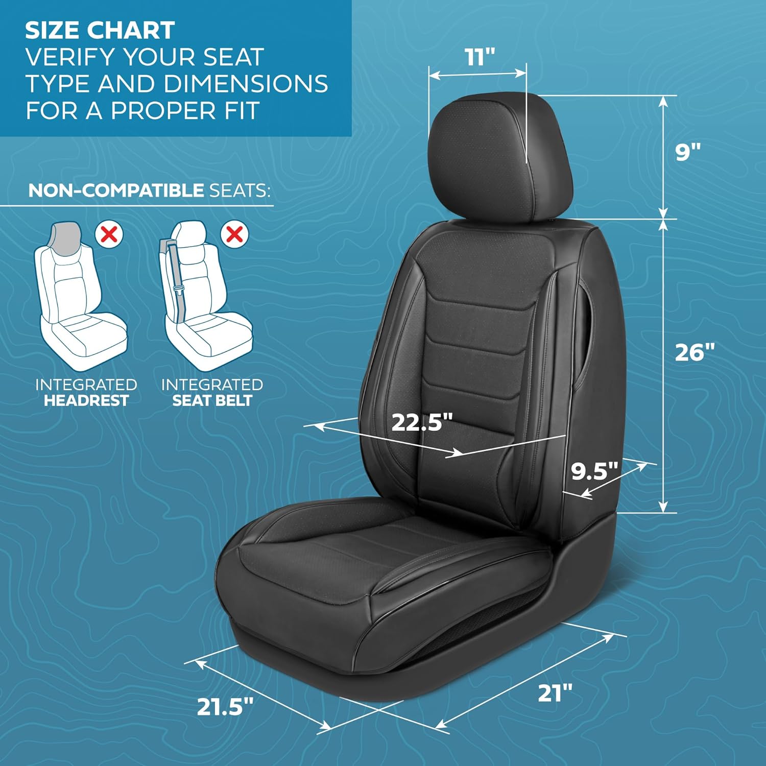 Elite Edition Faux Leather Seat Covers for Cars, Trucks, & SUV - 2 Black Car Seat Covers for Front Seats - Universal Fit Car Accessories Automotive Interior Cover Protector for Most Vehicles