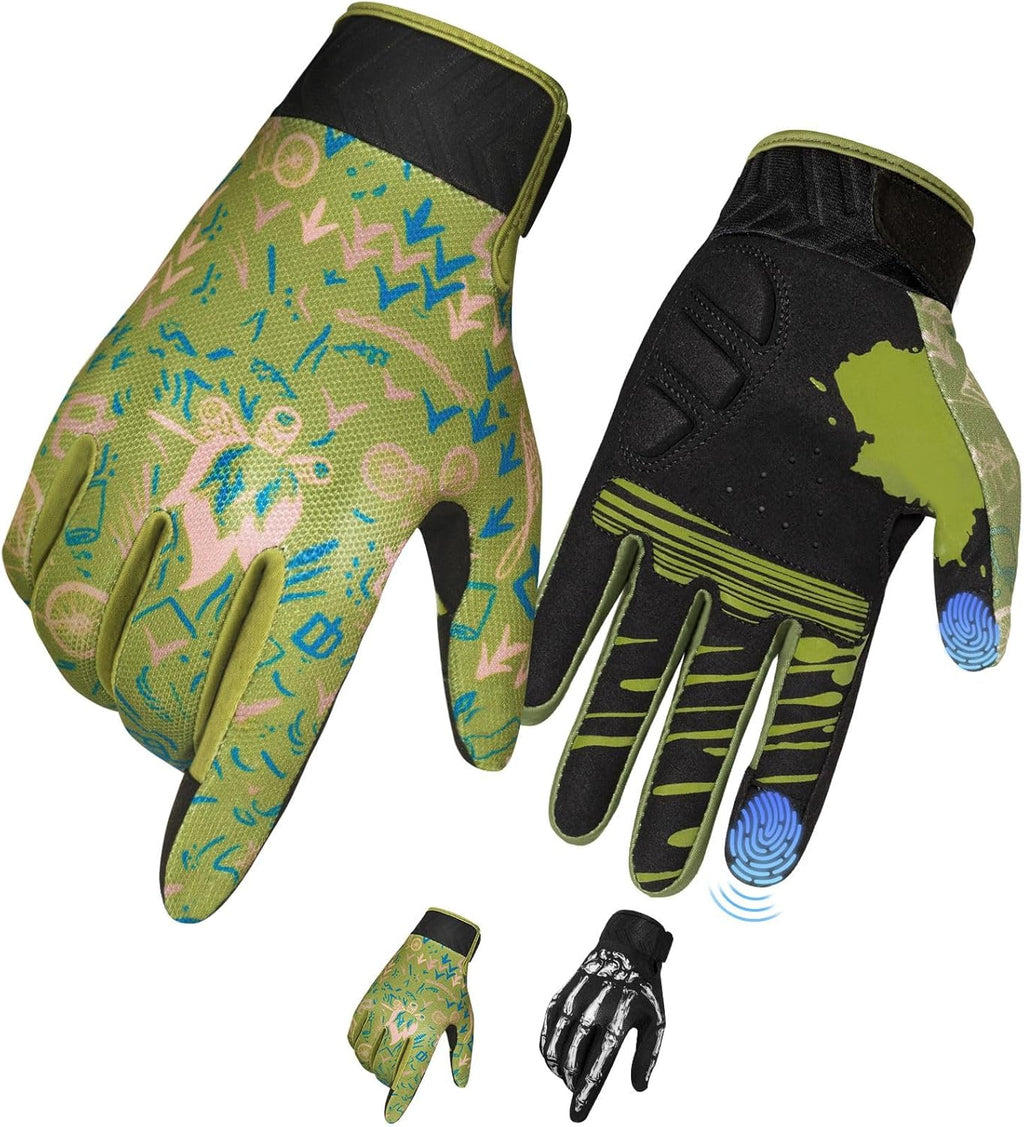 RIGWARL Skeleton Motorcycle Gloves Men Women Touchscreen, Non-Slip Mountain Bike Gloves for Men Cycling, Lightweight Dirt Bike Riding Bicycle Glove
