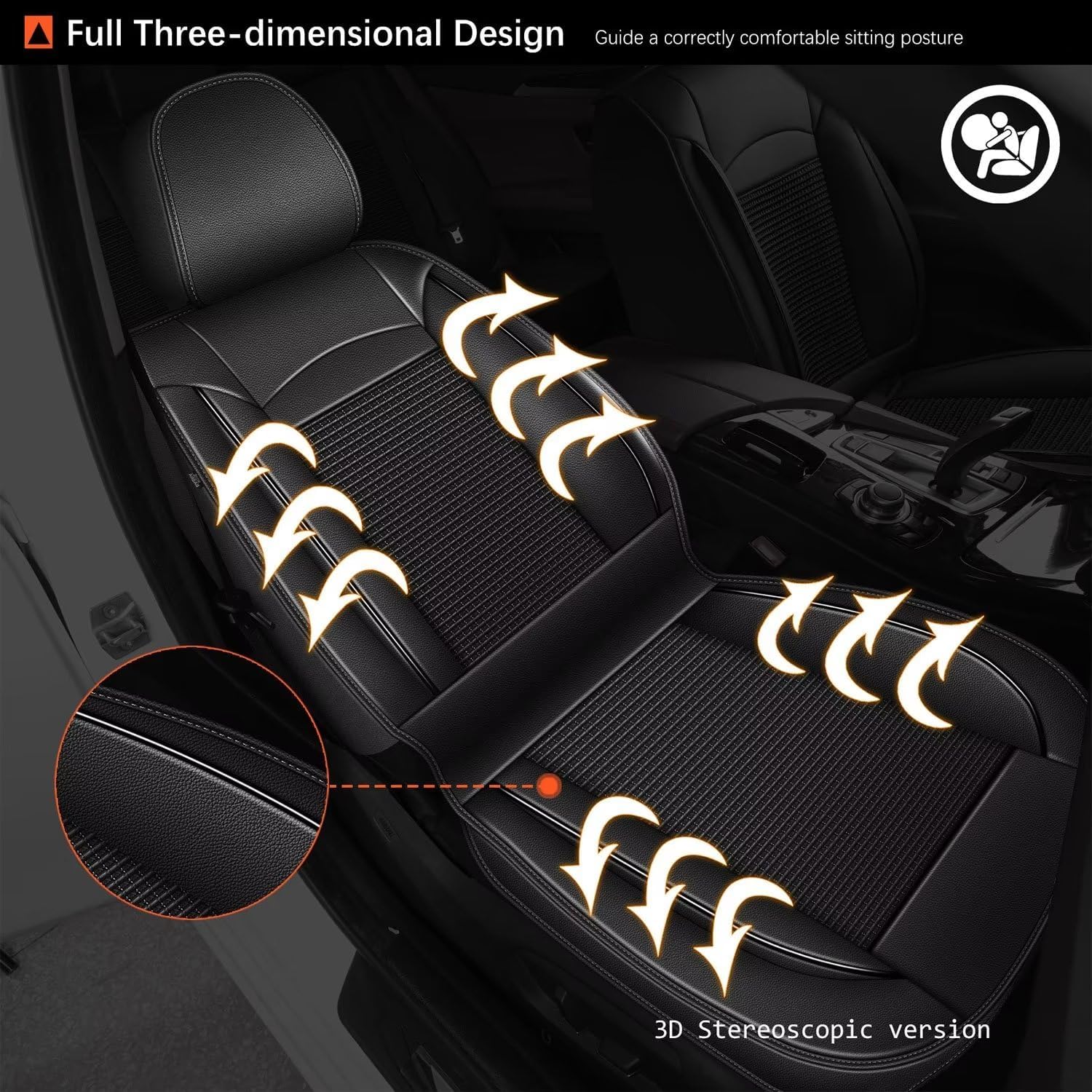 Front Seat Covers for Toyota Camry 2012-2023 2024 2025 Leather Ice Silk Breathable Car Seat Cover Protector (2 Seats & Black)