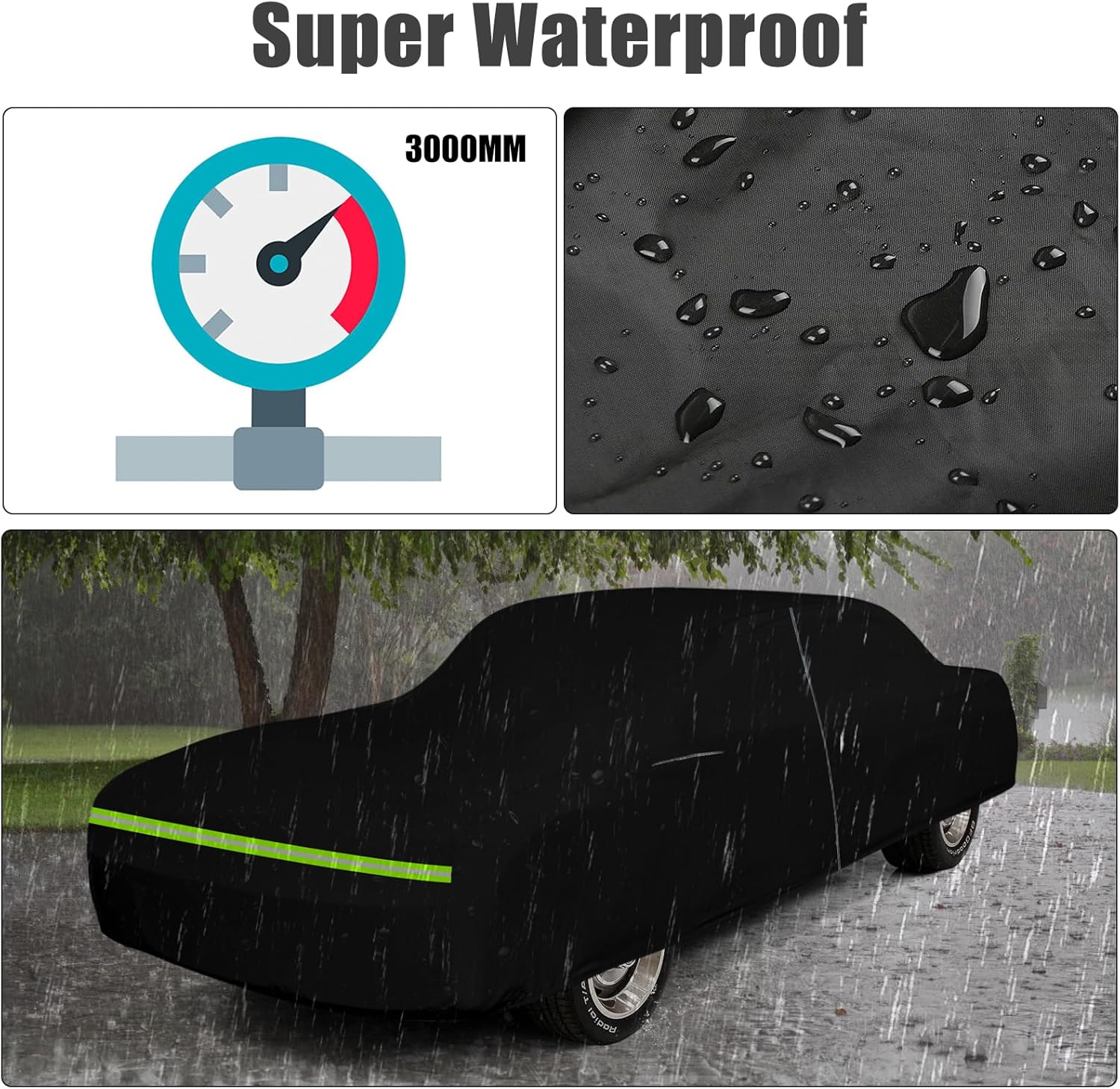 Waterproof Car Cover Compatible with Chevrolet Camaro 1967-1973, Oxford Black All Weather Classic Car Covers with Inner Cotton for Snow Rain Paint Protection(RS/SS/Z28)
