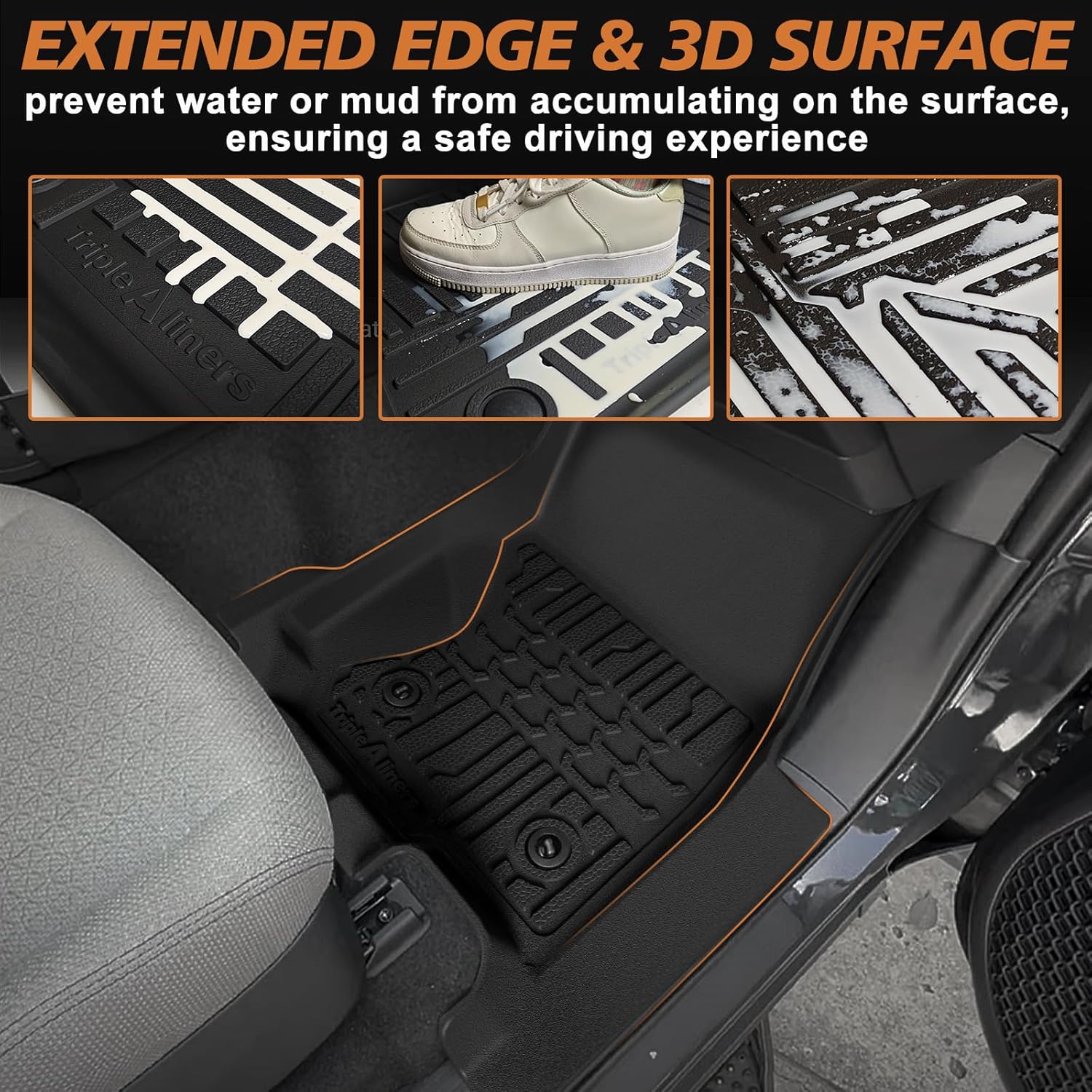 TripleAliners Floor Mats All Weather Liners Compatible with Toyota 2025 4Runner Accessories Custom Fit TPE Heavy-Duty 1st & 2nd & 3rd Row Waterproof Anti-Slip Floor Liners (7 Seats ONLY)