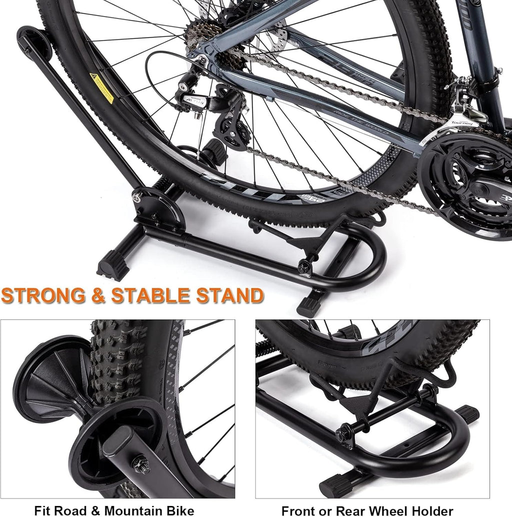 Indoor Bike Floor Stand - Bike Stand Rack for Garage/Home - Bike Storage Bicycle Parking Rack Fit 26”-29” Mountain Road Bikes (2 Bike Rack)