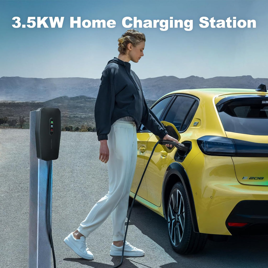 Level 1/2 EV Charger for Tesla 16Amp, Electric Vehicle Portable Charger with 20FT Cable, 3.5KW Home EV Charging Station for J1772 Electric Cars,110V-240V, NEMA 6-20 & NEMA 5-15 Plug