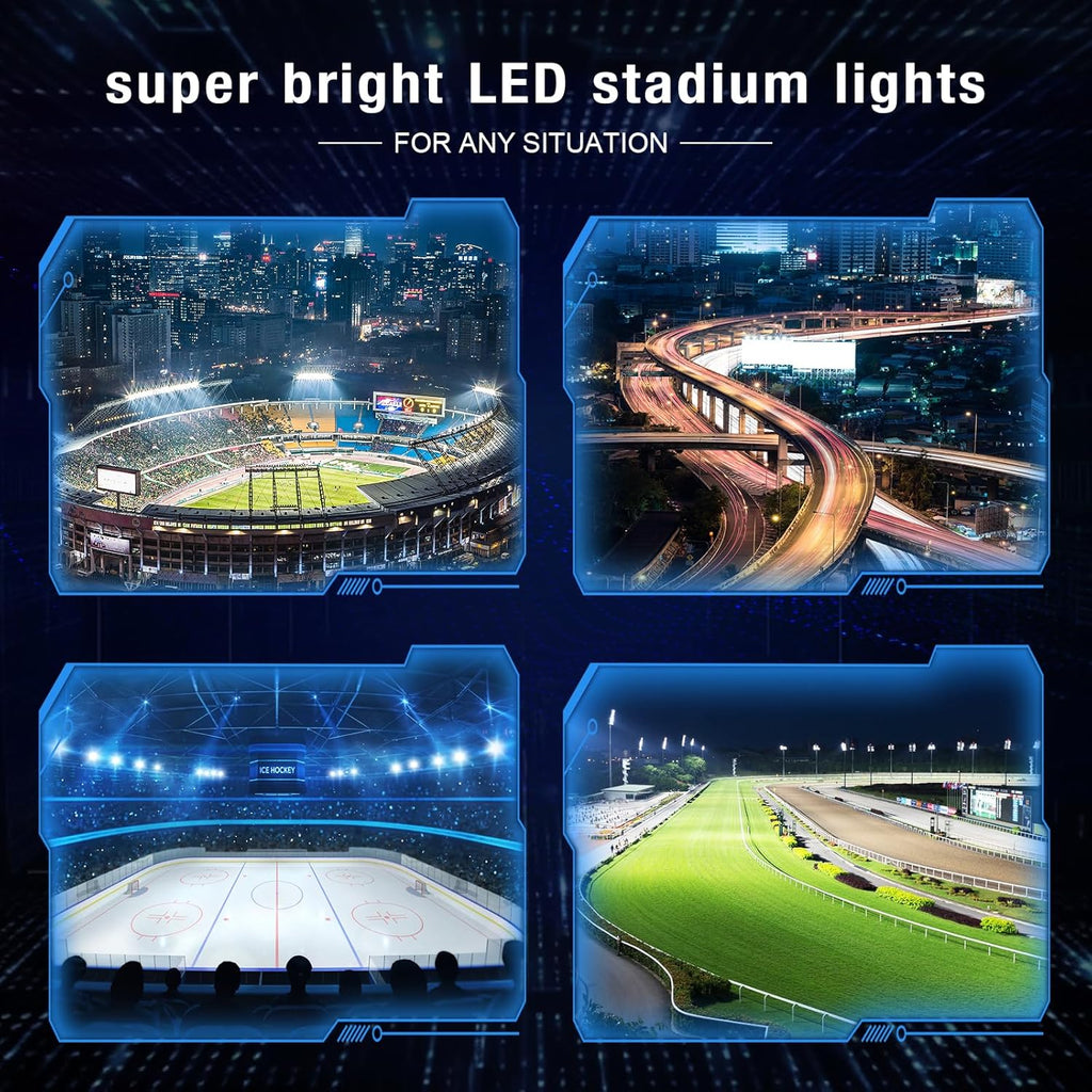 800W Outdoor LED Stadium Lights, Heavy Duty Round Floodlight Super Bright Commercial Arena Sport Field High Pole Lighting with IP66 Waterproof Adjustable Bracket for Large Area Court Farm