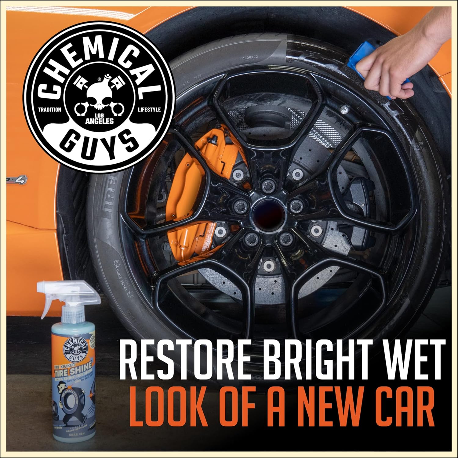 Chemical Guys Tire Kicker Sprayable Extra Glossy Tire Shine (Works on Rubber, Vinyl & Plastic) Safe for Cars, Trucks, Motorcycles, RVs & More, 128 fl oz (1 Gallon)