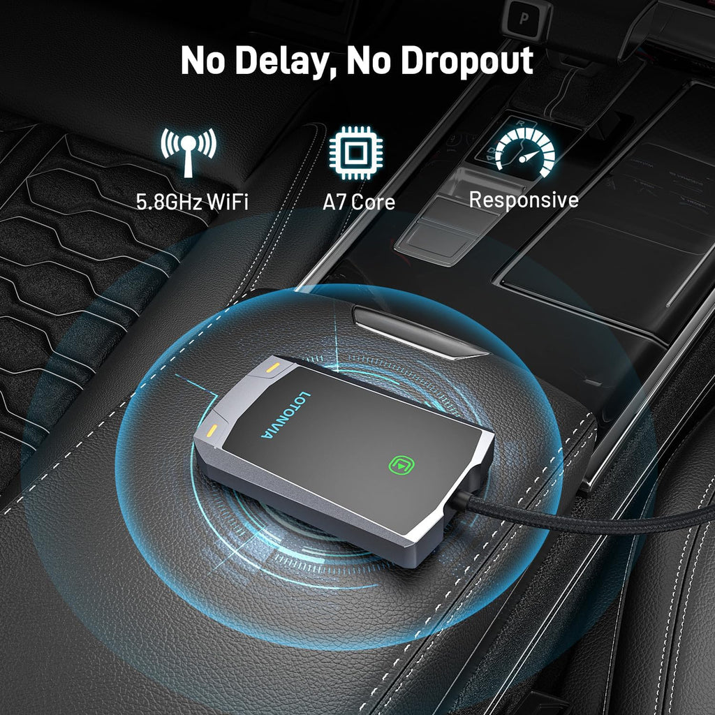 Wireless CarPlay Adapter for iPhone, Upgraded 5.8GHz Carplay Wireless Adapter Converts Wired to Wireless, Plug & Play, No Latency, Fast Stable Connect to iPhone iOS 10+, Fit for Cars from 2015