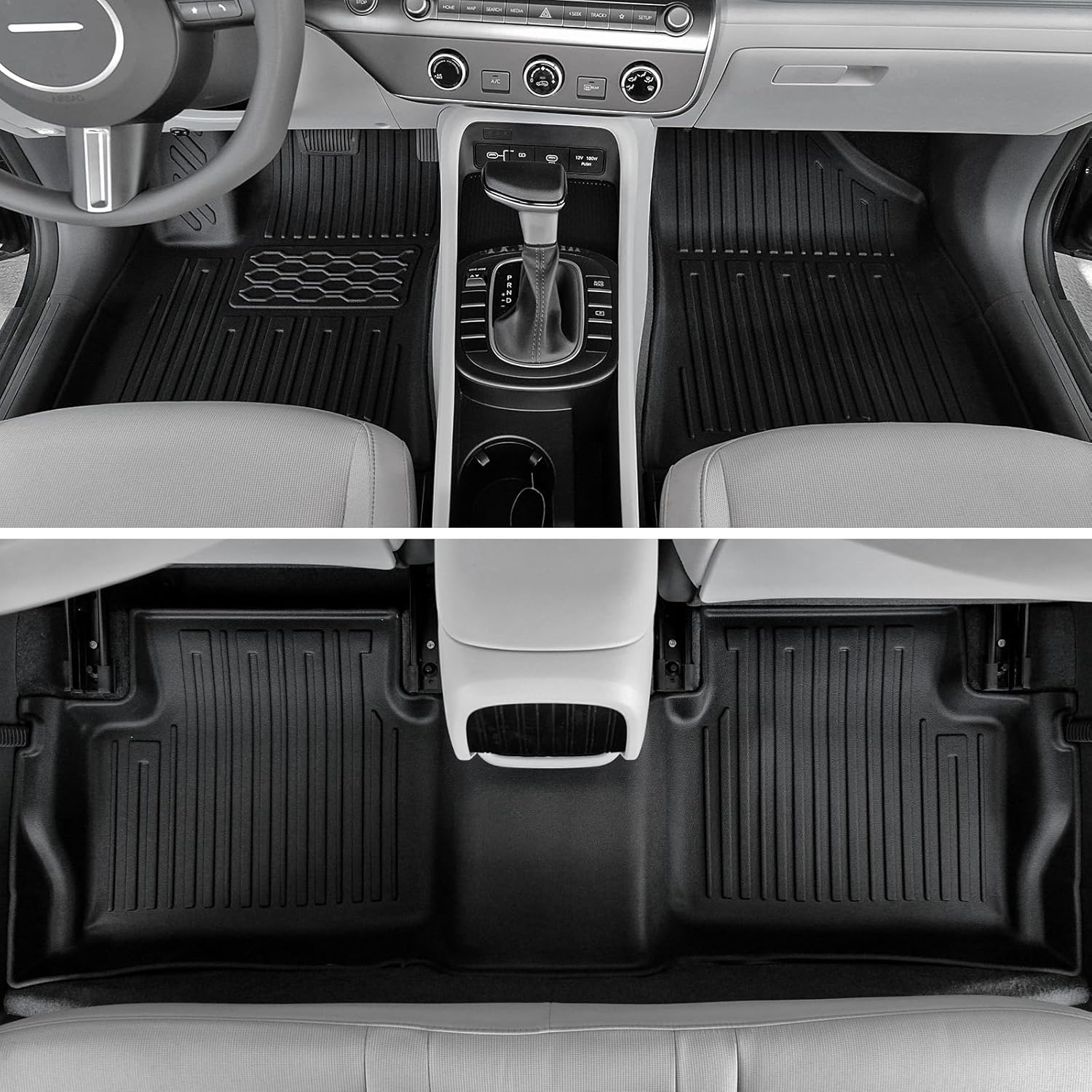 Floor Mats Set for 2024 2025 Hyundai Kona Gas, Full Coverage All Weather Floor Mats Cargo Mat with Backrest Protectors & Door Sill Guards for Hyundai Kona Accessories (Not fit EV/Electric)