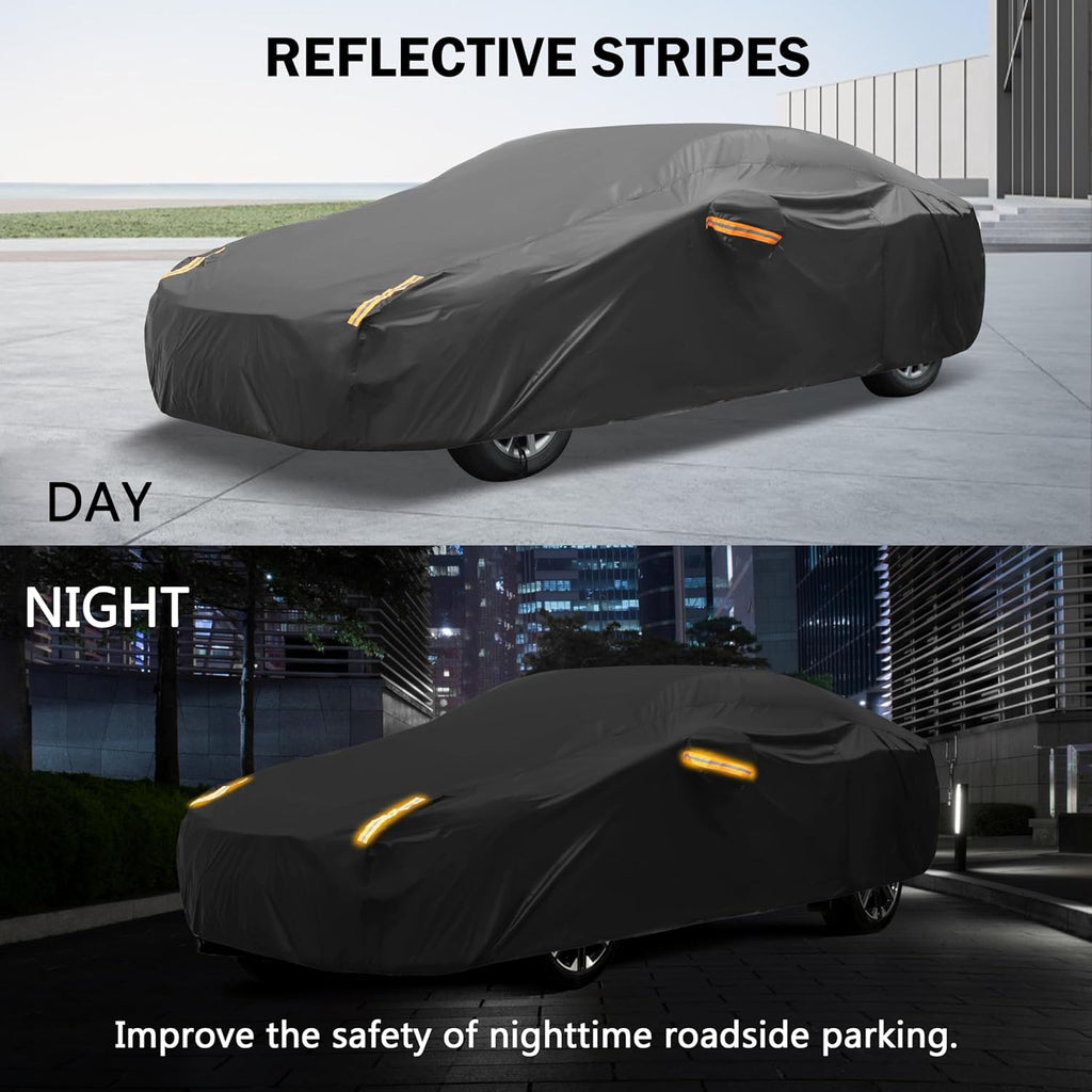 MORNYRAY Compatible with Chevy Corvette,Car Cover Outdoor Waterproof Sun Rain Snow Hail Protection with Driver Door Zipper (Black, Custom Fit Chevy Corvette)