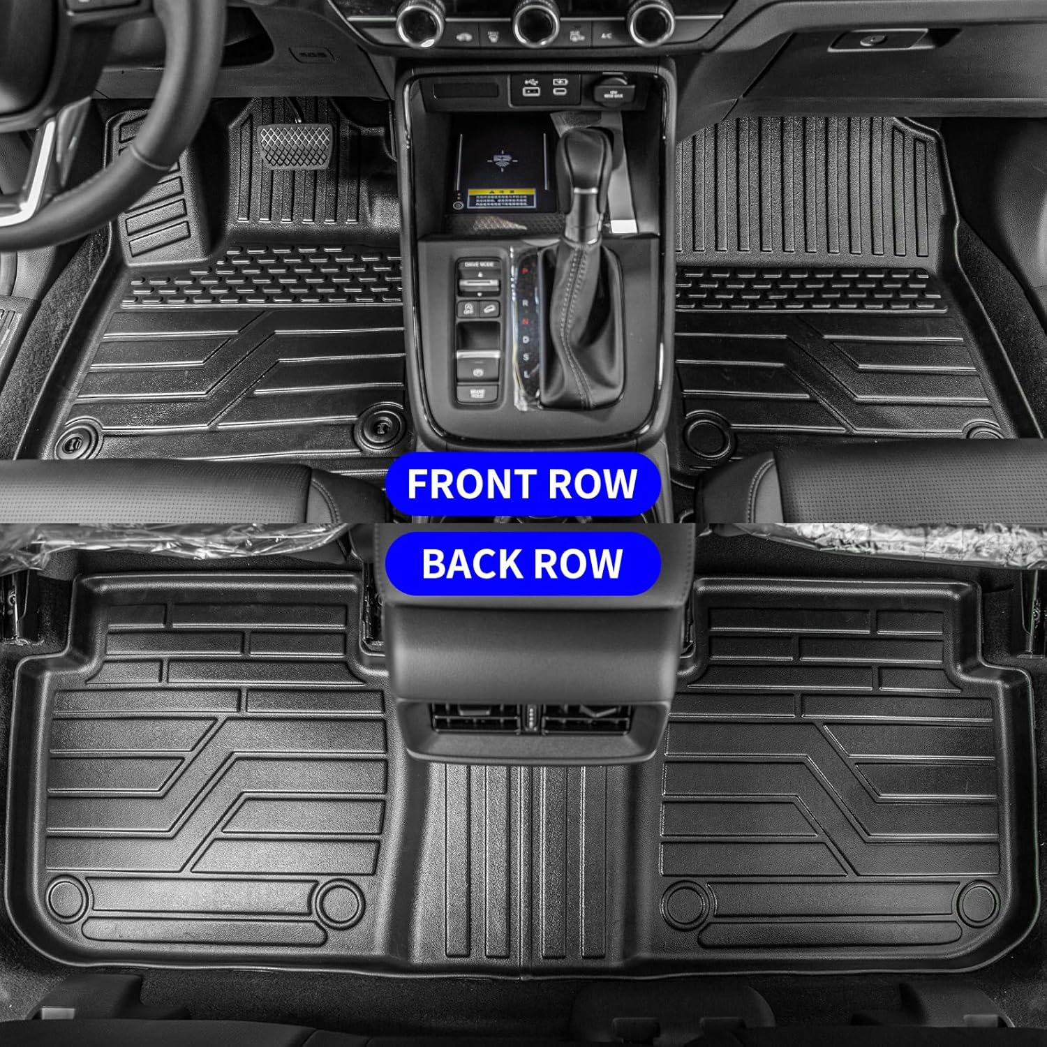 Rongtaod Floor Mats Compatible with 2023 2024 2025 2026 Honda CRV Trunk Liner Cargo Liner Cargo Mat Back Seat Cover Protector CR-V Accessories (Fit Lower Deck,Backrest Mats+Trunk Mat+Floor Mats)