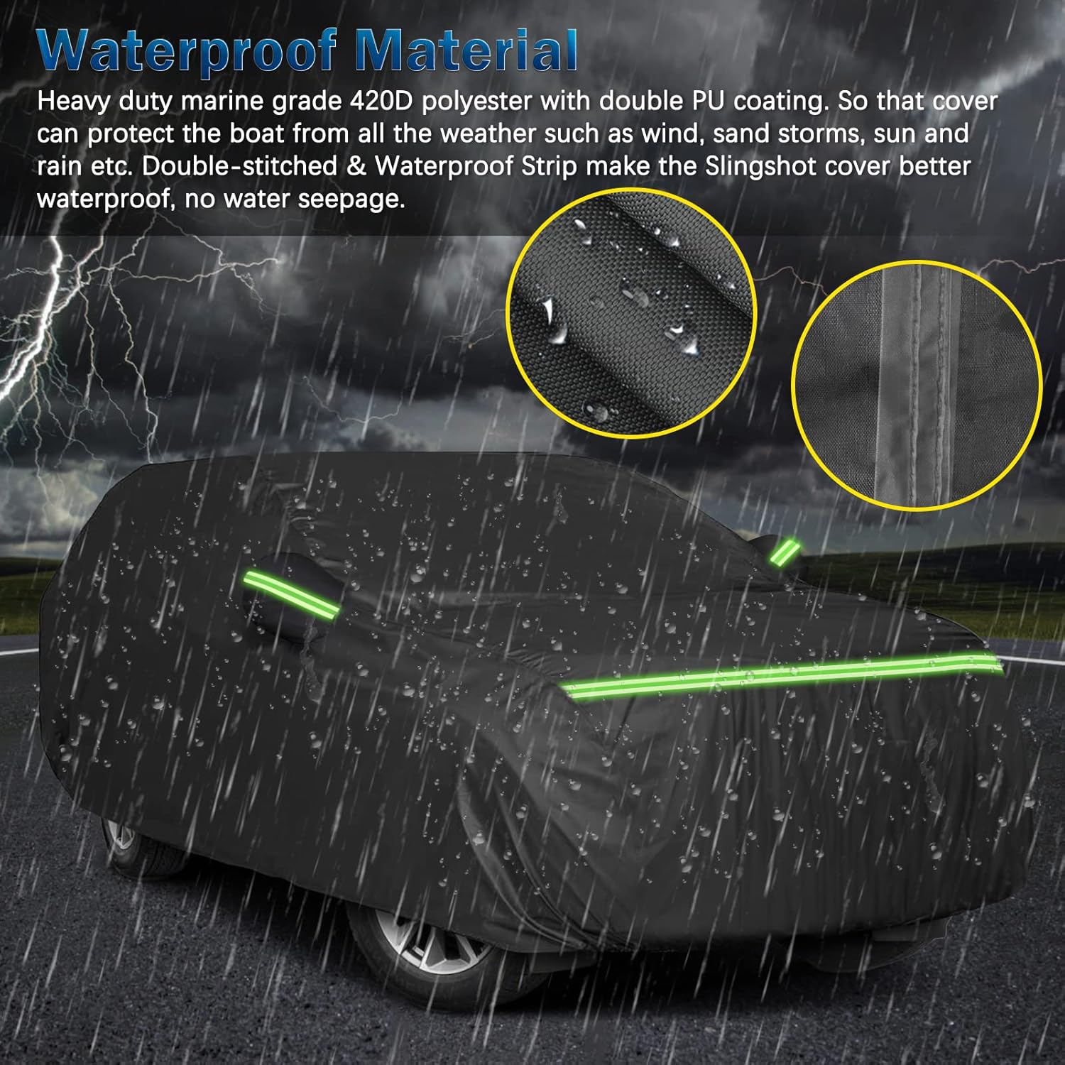 Car Cover Waterproof for 2007-2025 Chevy Suburban/GMC Yukon XL/Cadillac Escalade ESV, Snowproof Outdoor Car Covers with Zipper Windproof Heavy Duty All Weather (Black)