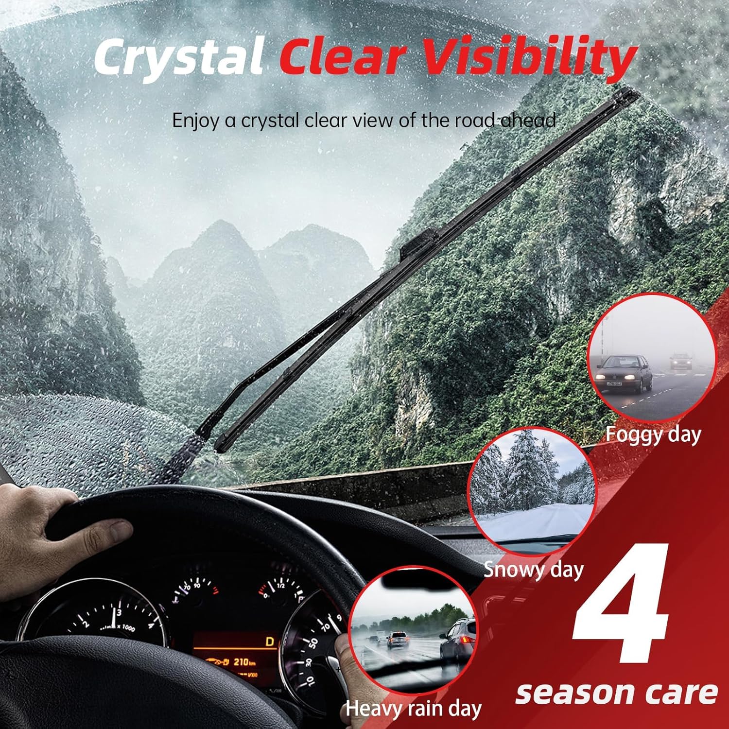 OTUAYAUTO Windshield Wiper Blades - Replacement for Honda Pilot 2016-2022, Front and Rear Wiper Blades, U Hook - 26"+24"+14" (Pack of 3)