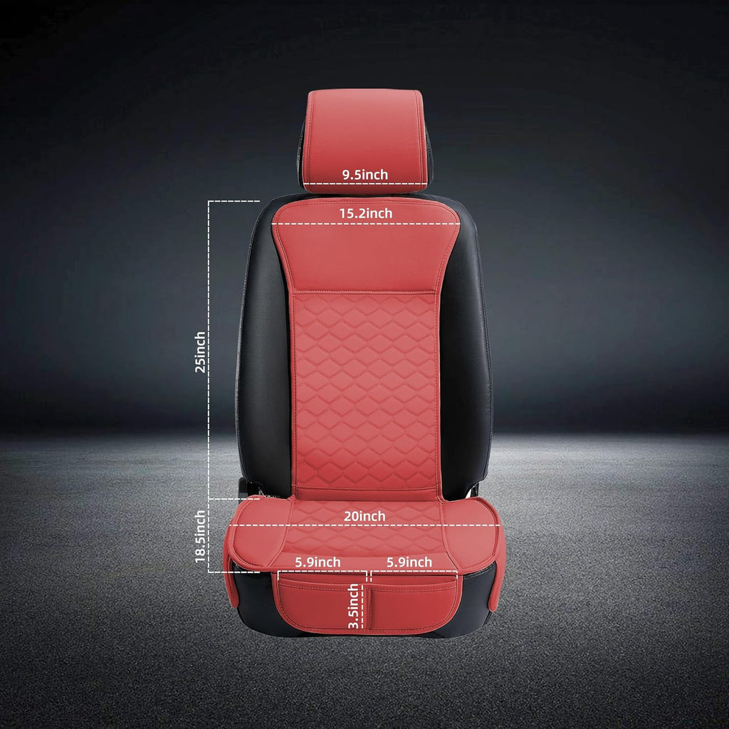 Elantrip 2PCs Front Car Seat Covers Leather Car Seat Protector Universal fit for Most Cars SUVs and Trucks Water Proof Seat Protector Red