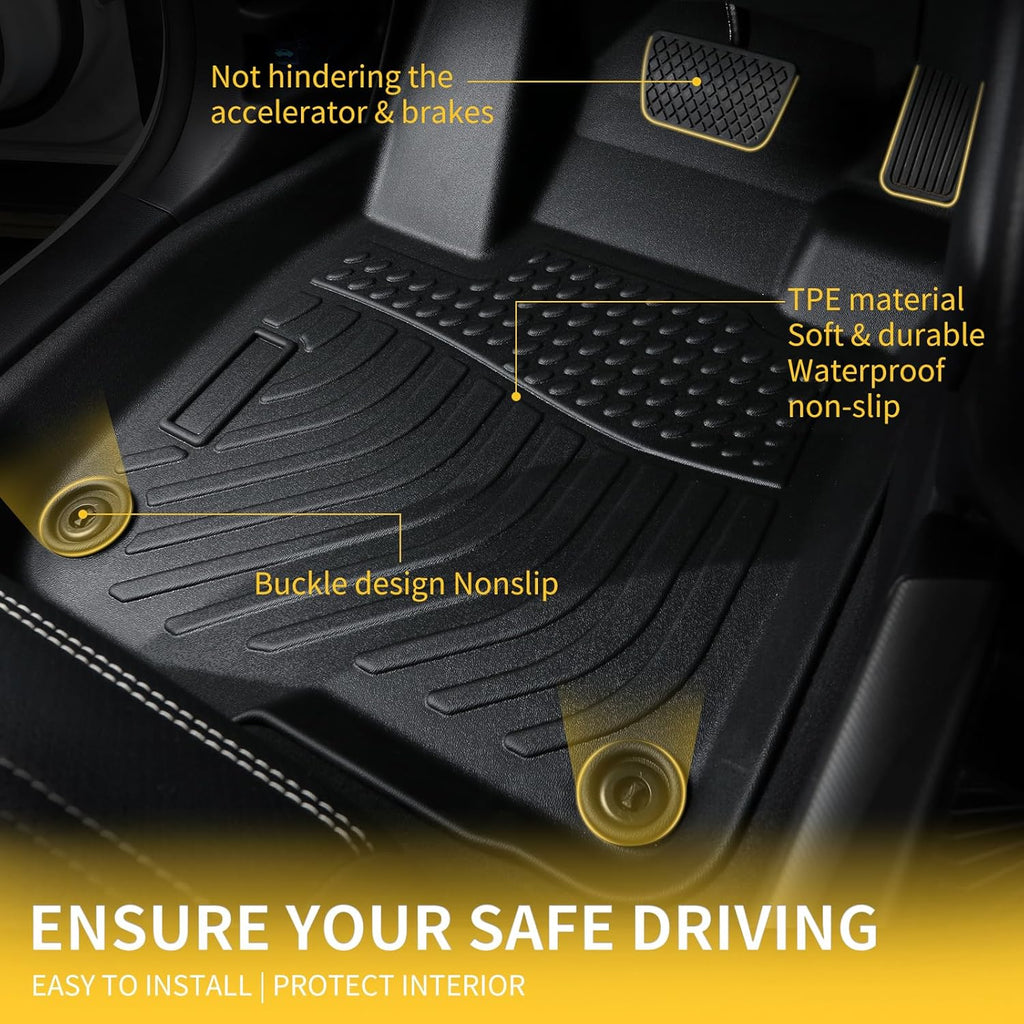 GINOWY-Floor Mats for Ford Focus 2012-2018丨TPE All Weather Car Mats Rubber Liners for Ford Focus Accessories