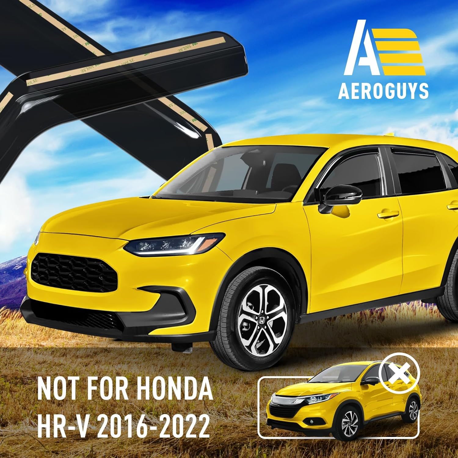 Extra Durable Window Deflectors in-Channel Window Visors Rain Guards Fit for Honda HR-V 2023-2025, Sun Visors, Wind Vent for Shades, Exterior Car Accessories - 4pcs. AG0594
