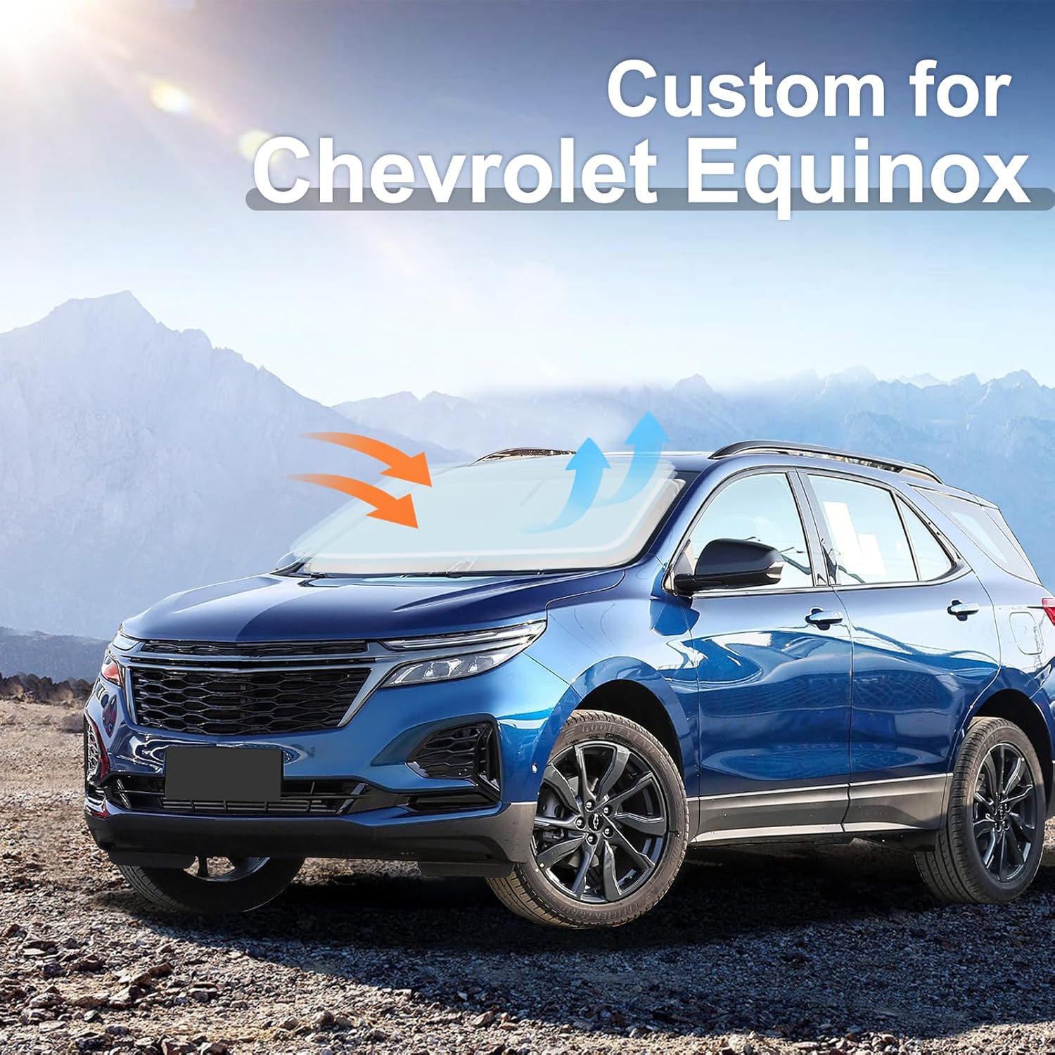for Chevrolet Equinox 2018-2023 2024 2025 Sun Shade Sunshade Windshield Cover - 4 Layers Front Window Shade Not for Equinox EV Sun Visor - 240T Retractable Shade Blocks UV Rays Car Accessories