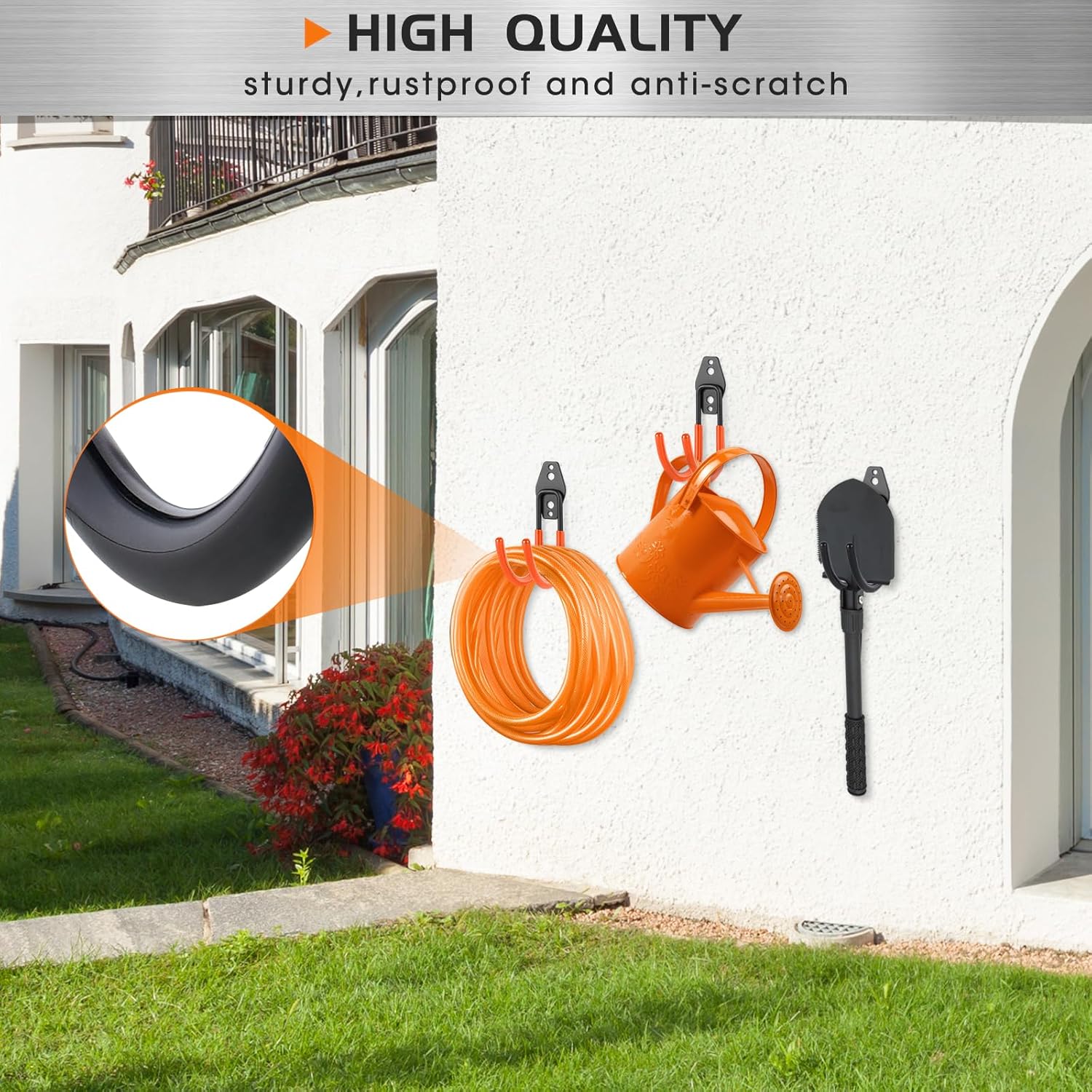 Upgraded Garage Hooks, 6 Pack Heavy Duty Wall Mount Steel Utility Hooks, Storage System Hooks for Power Tools, Garden Hose, Ladder, Bike, Cords, and More