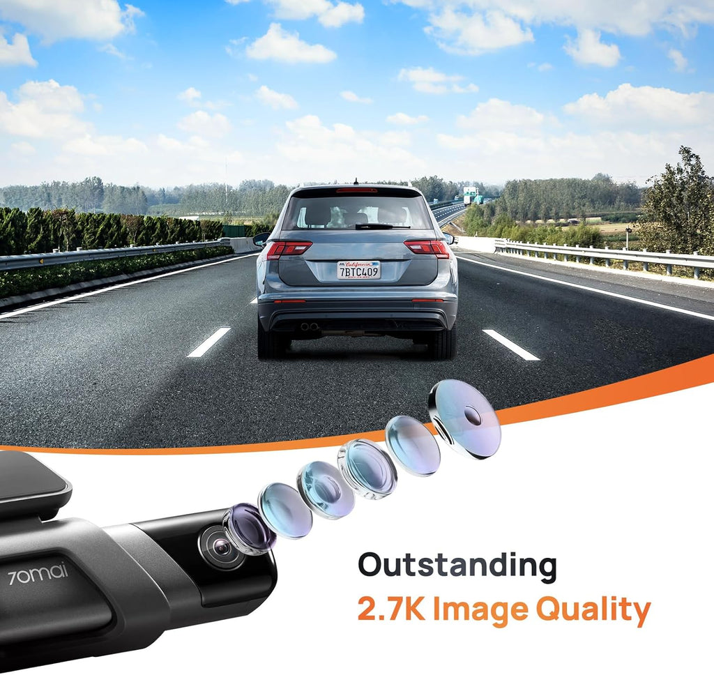 70mai Dash Cam M500, 2.7K Dash Cam Front, Dash Camera for Cars Built in eMMC 128GB, GPS, ADAS, Dashcam with HDR Night Vision,170° FOV, Parking Monitor, G-Sensor, Time-Lapse, App&WiFi, Voice Control