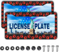 Custom License Plate Frame Black and Red License Plate Frames Animal Dog Paw Aluminum Metal Car Accessory 2 Pack with Screw Covers Set