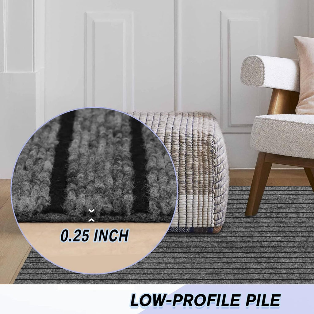 Custom Size Backed Non-Slip Area Rugs Runner, Easy Clean, Waterproof Runner Rugs for Hallway Entryway, Kitchen, Laundry, 3FT x 41FT, Gray Stripe