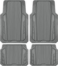 CAR PASS Heavy Duty Sporty Rubber Car Mats, Deep Dish All Weather Car Floor Mats Full Set, Waterproof Anti-Slip Automotive Matts Rugs Trim to Fit for Most Sedans SUVs Vans, 4-Piece All Gray